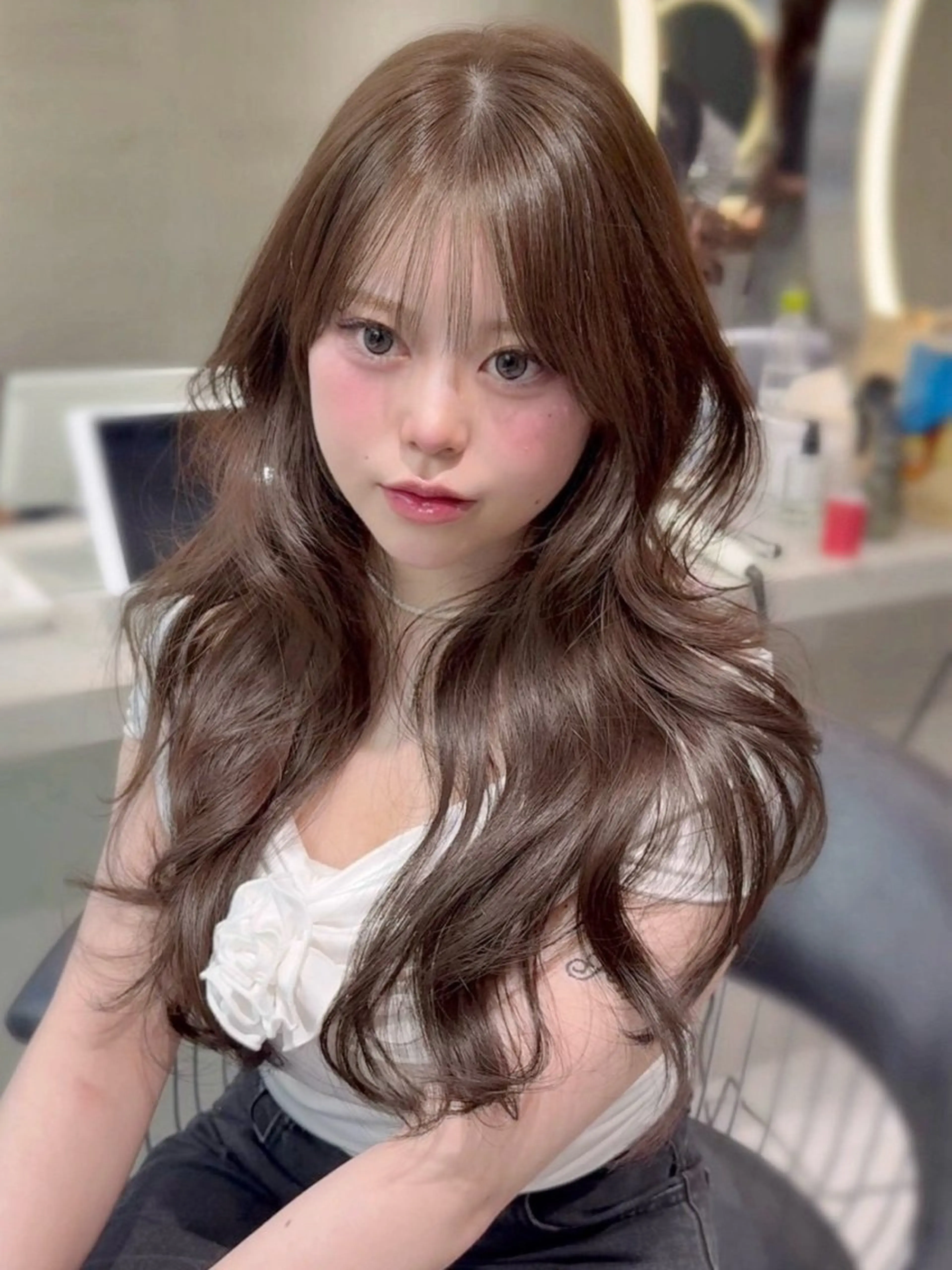 セミロング カラー カット ヘアカラー トリートメント Lond mare レイヤーカット/韓国のヘアスタイル