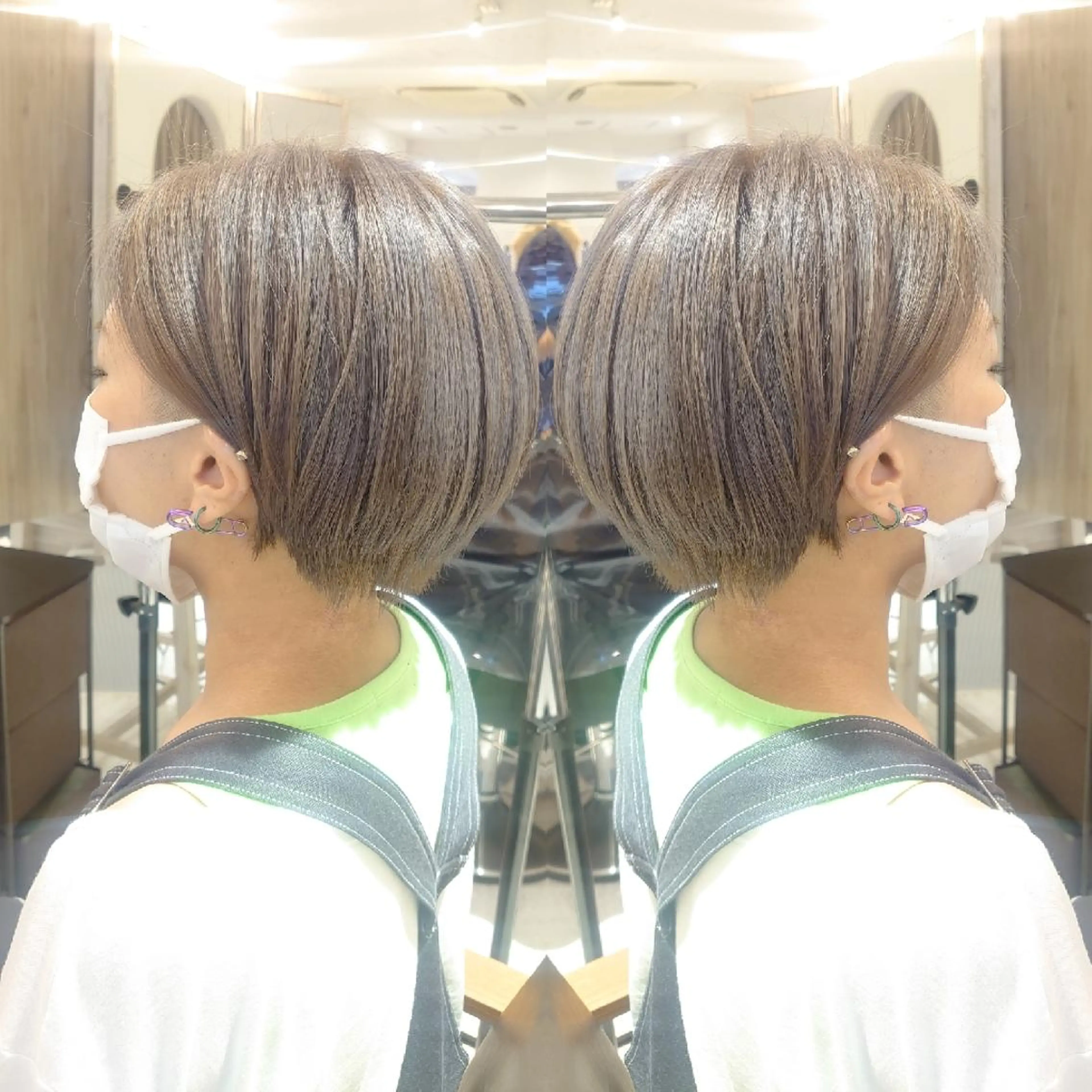 ショート カラー グレージュ シルバー シルバーグレージュ E Komo hair所属・Wow❕E Komo hair 永井一輝のヘアスタイル