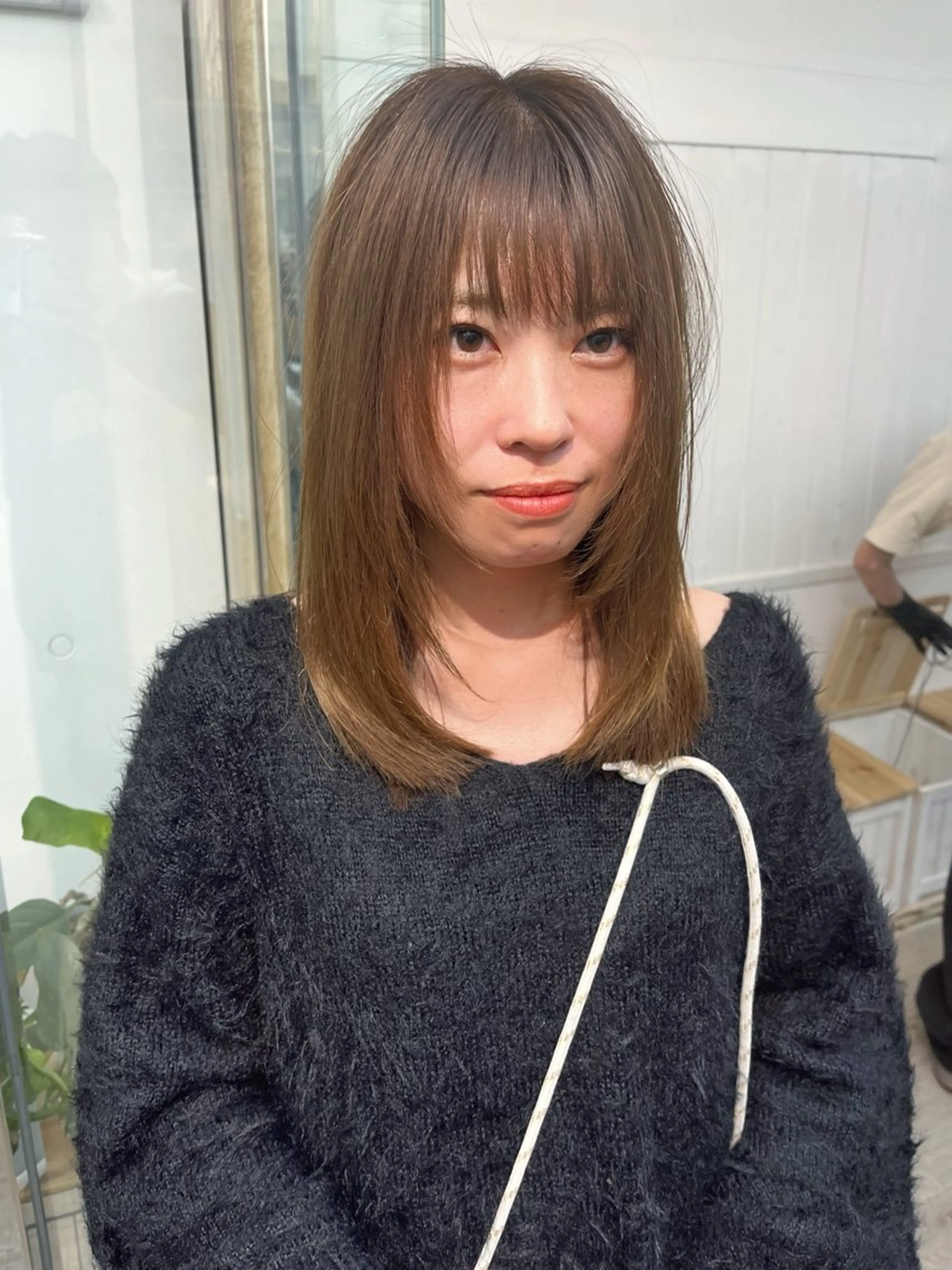 ミディアム カラー パーマ ヘアアレンジ 透明感カラー イルミナカラー レイヤーカット 小顔カット カット ヘアカラー トリートメント ヘッドスパ ヘアセット ®️レイヤー/透明感 カラー/星野六三四のヘアスタイル