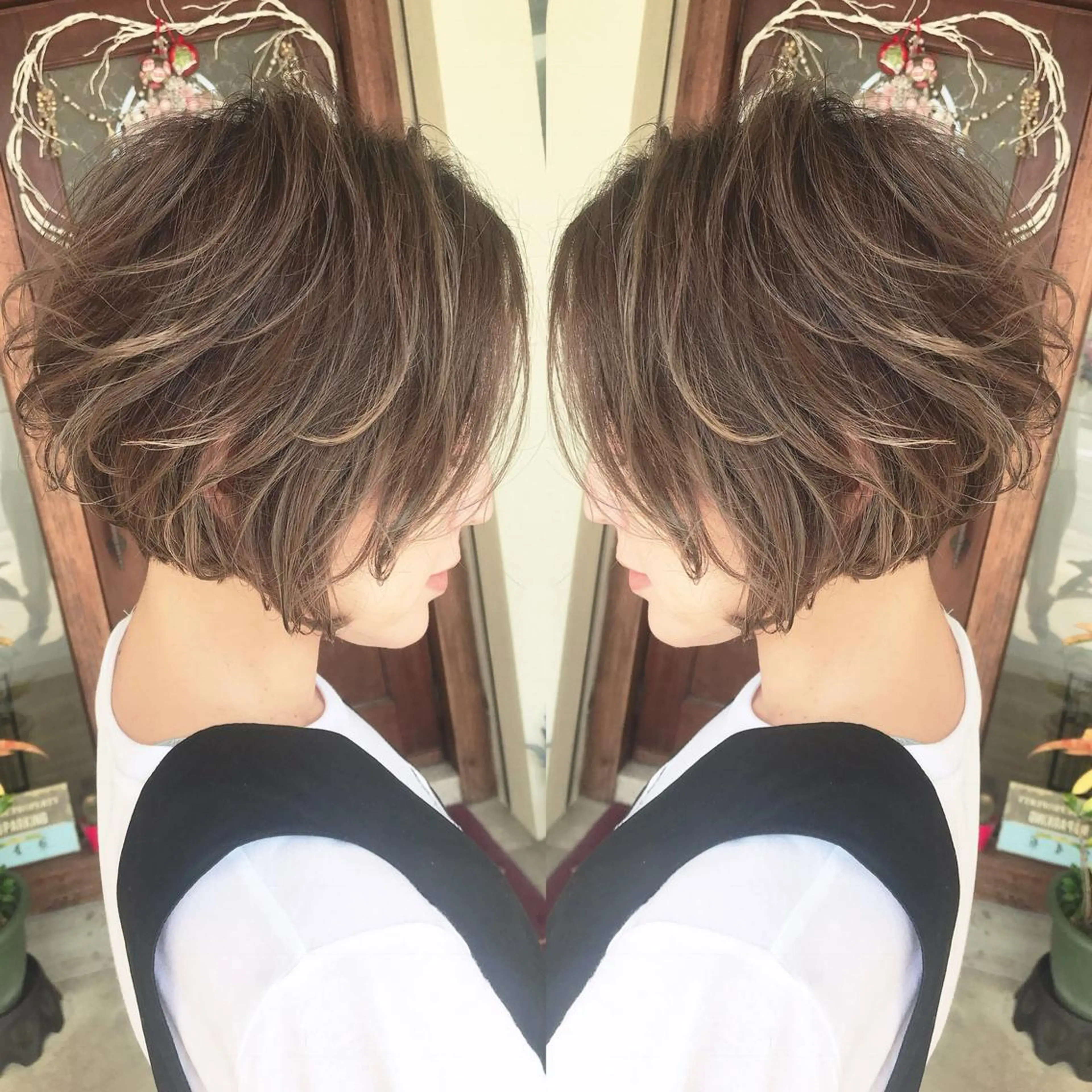 ショート カラー ハイライトカラー ハイライト カット ヘアカラー grand juteのヘアスタイル