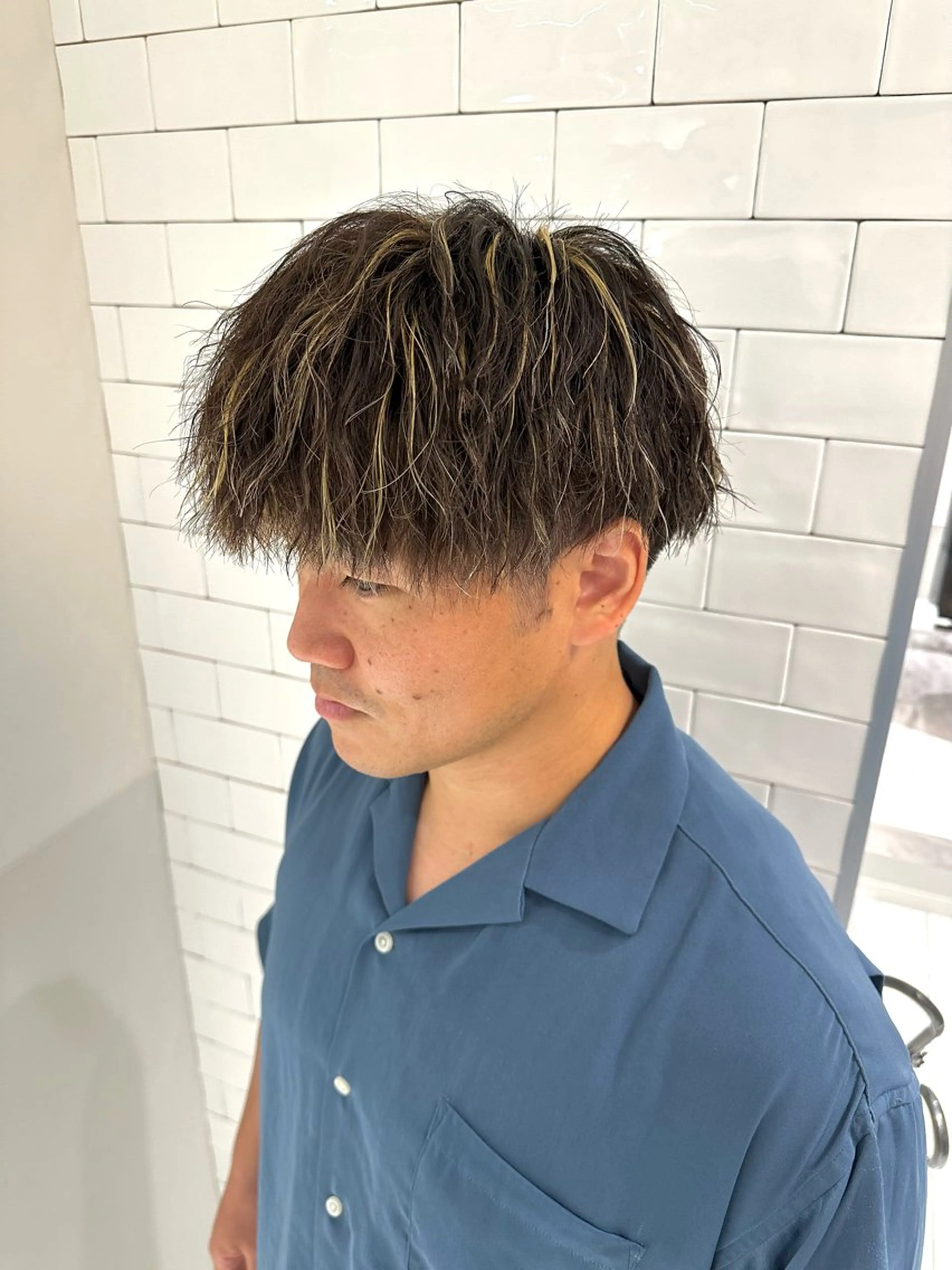 ショート カラー パーマ メンズ メンズハイライト メンズパーマ ハイライトカラー ハイライト カット ヘアカラー SALOWIN大宮 /KYOHEI✂️のヘアスタイル