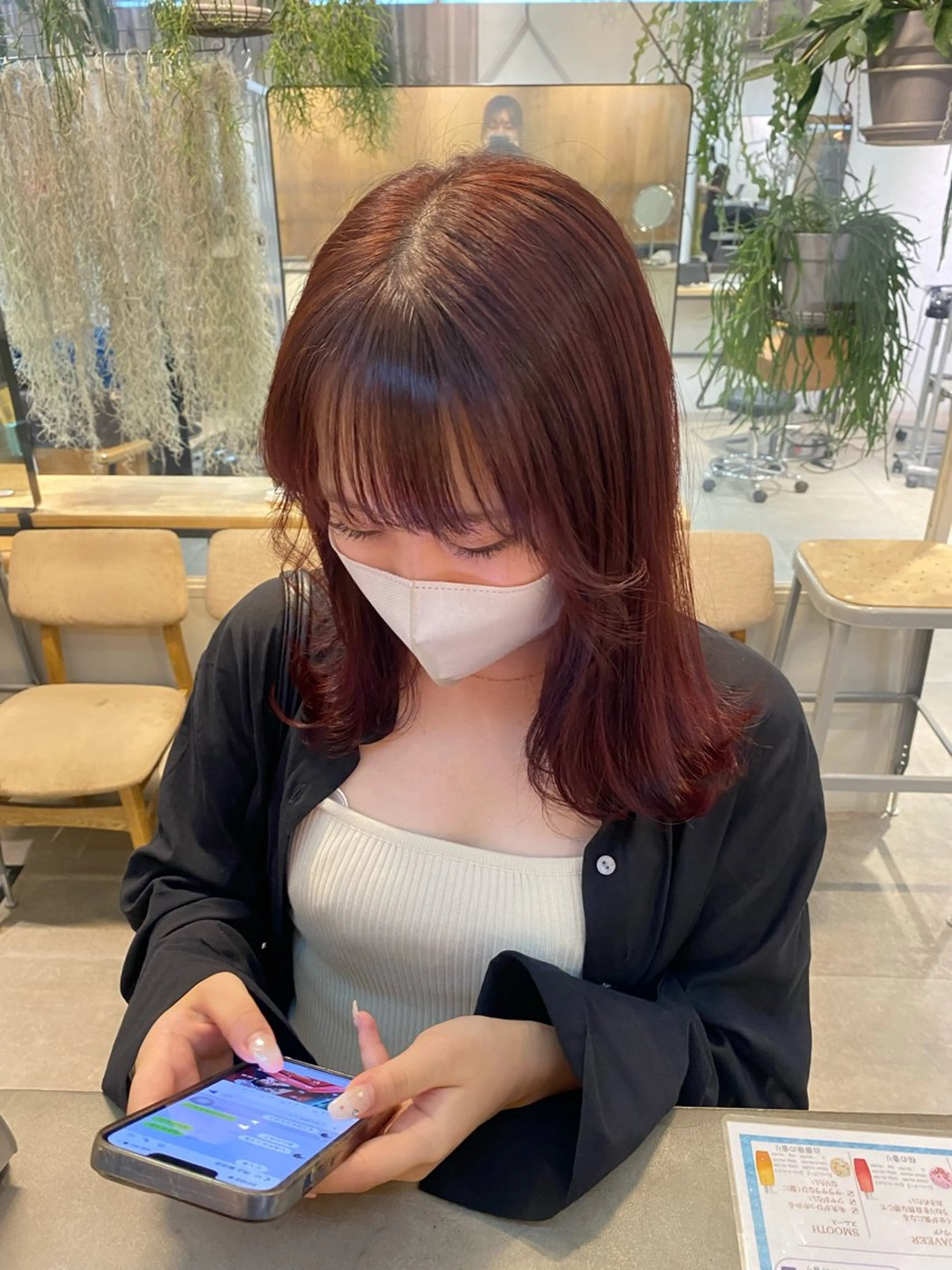 ミディアム カラー ブリーチ 透明感カラー ブリーチなしカラー 縮毛矯正 縮毛矯正/カラー ✨️Mariamuのヘアスタイル