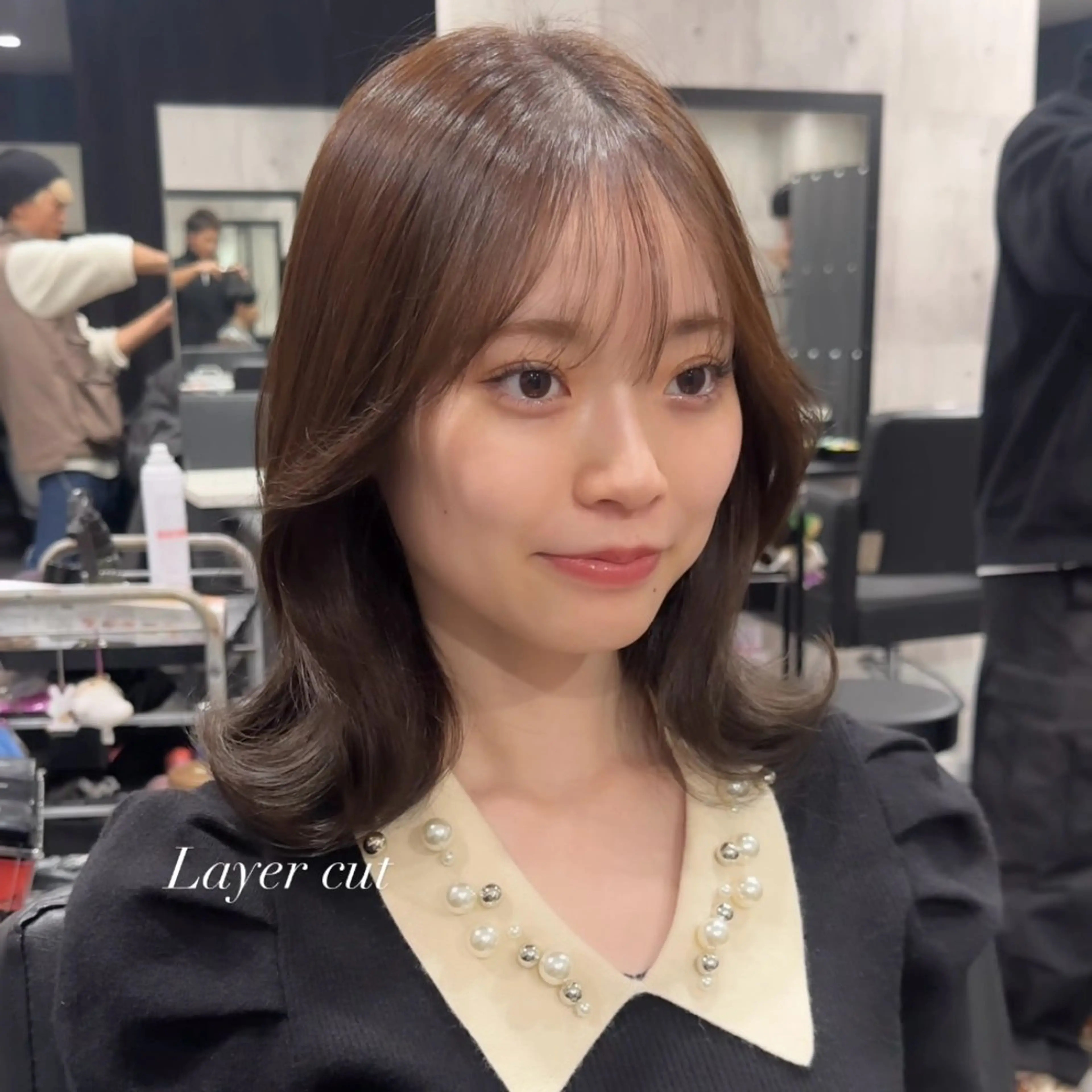 ミディアム カラー 髪質改善 韓国風ヘア レイヤーカット トリートメント _WHITE +南海難波所属・YUMI YUMIのヘアスタイル