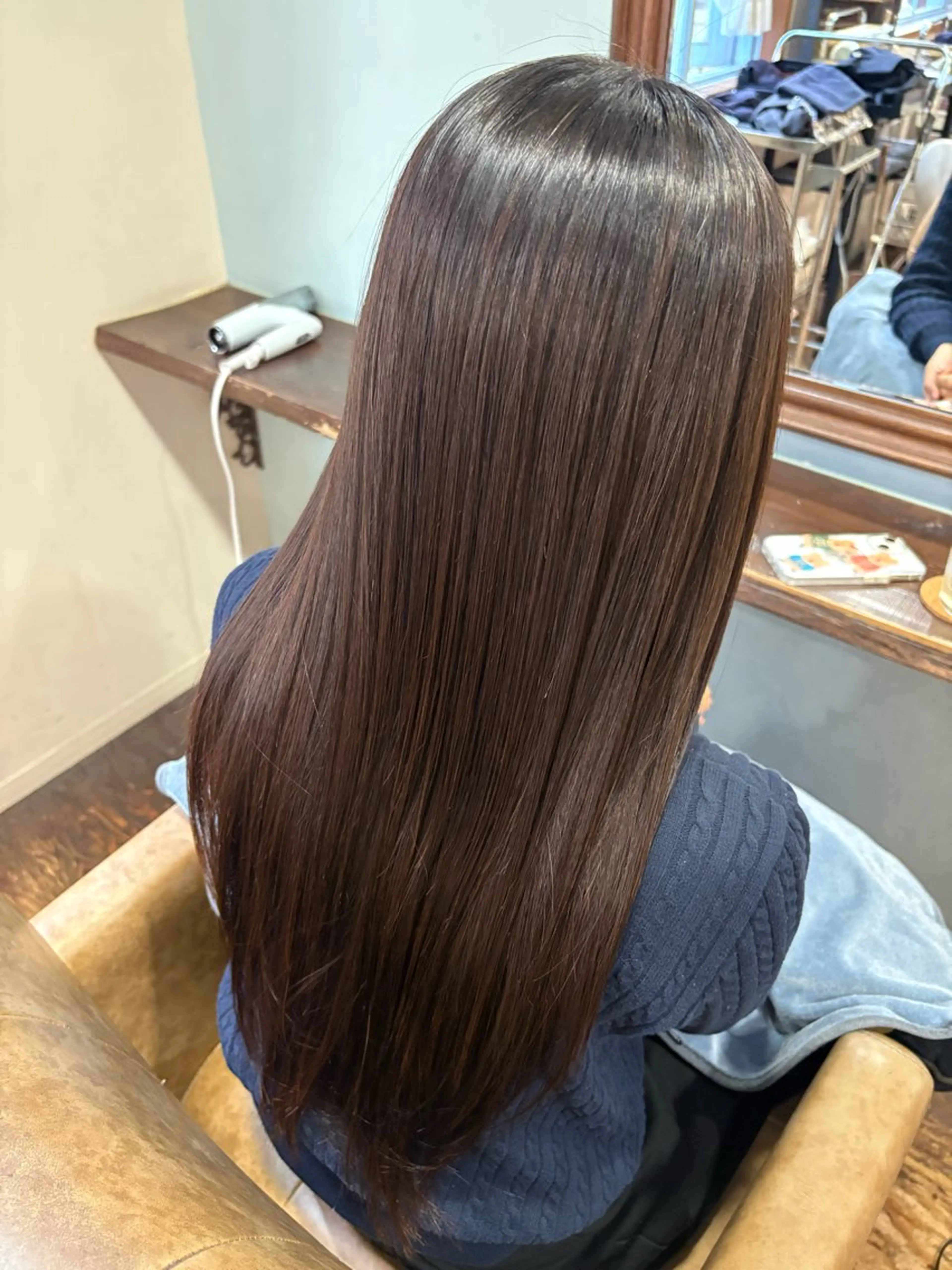 ロング カット 縮毛矯正 トリートメント なぎさ / 透明感カラー/心斎橋のヘアスタイル