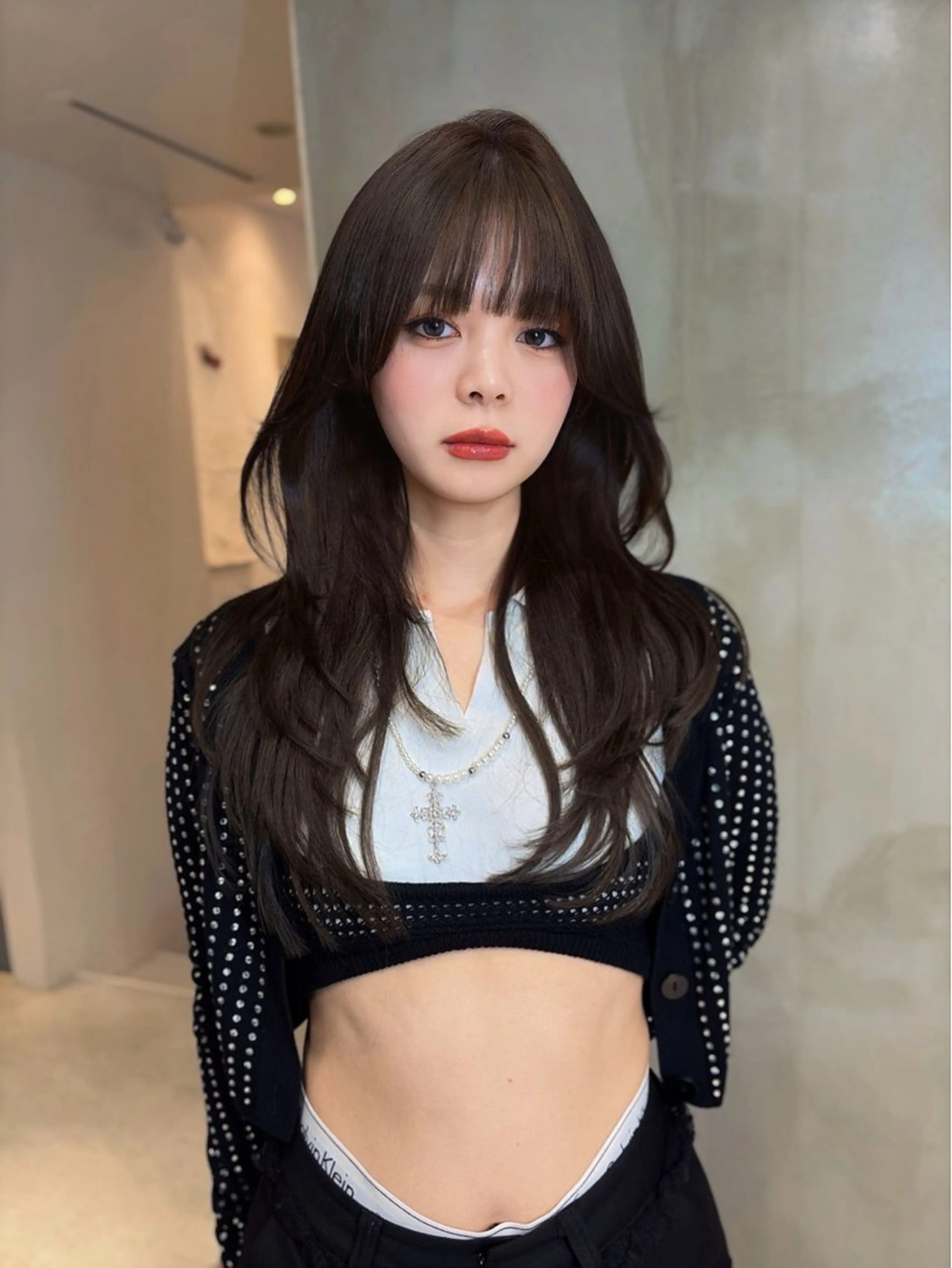 ロング カット ヘアカラー トリートメント 海野翔吾🇨🇳 ワンホンレイヤーのヘアスタイル