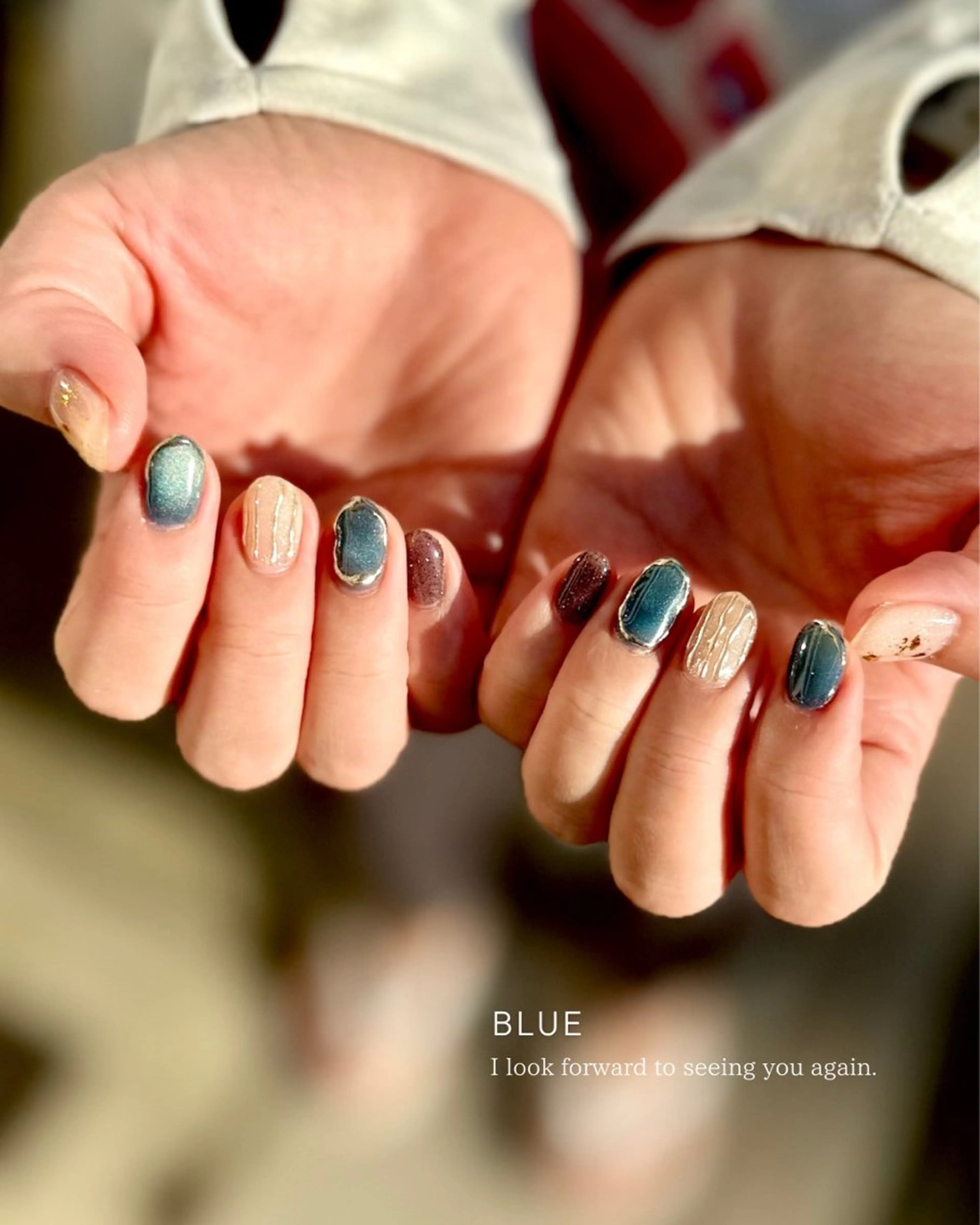 ネイル ブラウン 韓国ネイル ラメ(グリッター) ニュアンスネイル ワンホンネイル Seemly 千田町店所属・フラワーパラジェル 🌸シームリーエミのネイルデザイン