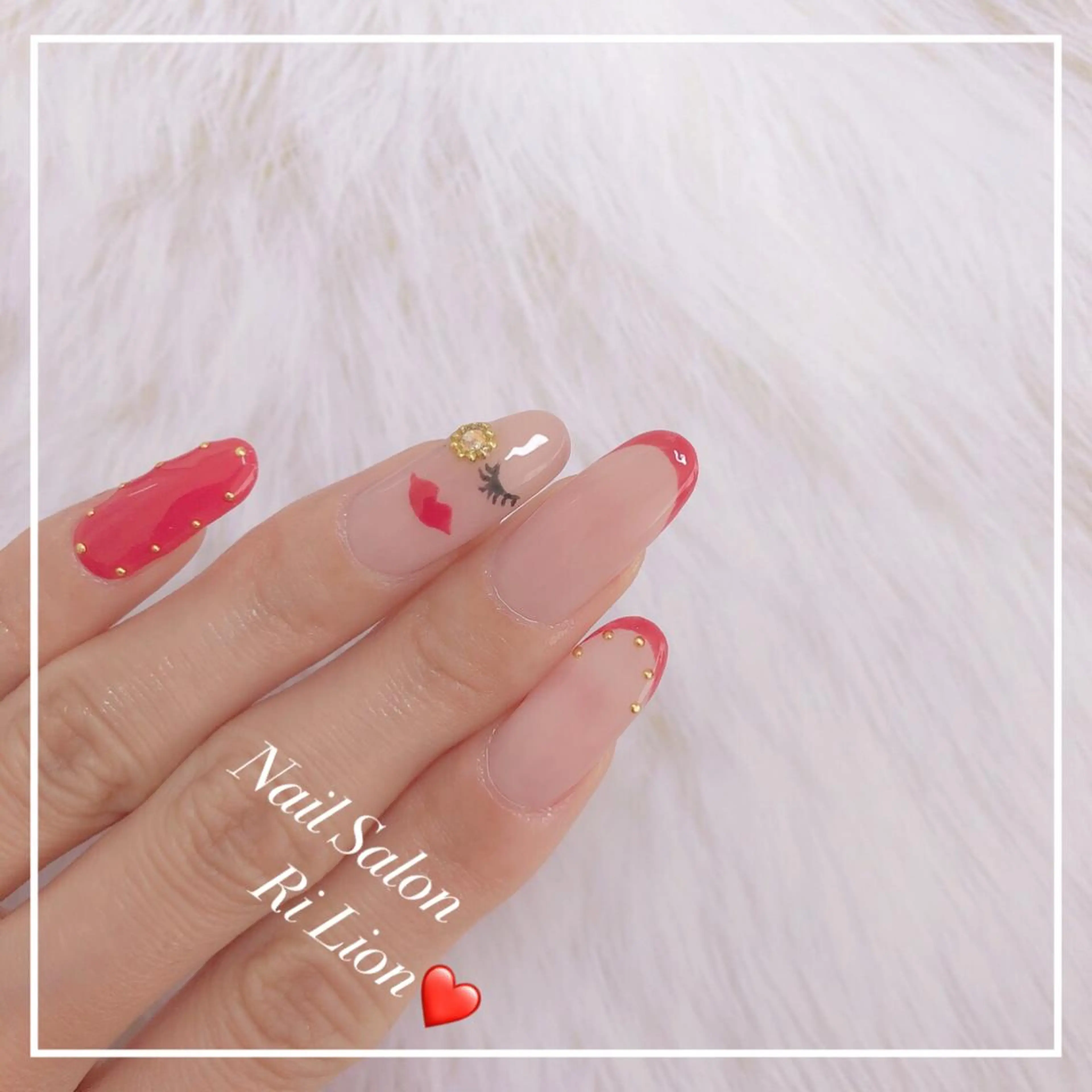 ネイル おそろいネイル RiLion💗 Risa🦋💜のネイルデザイン