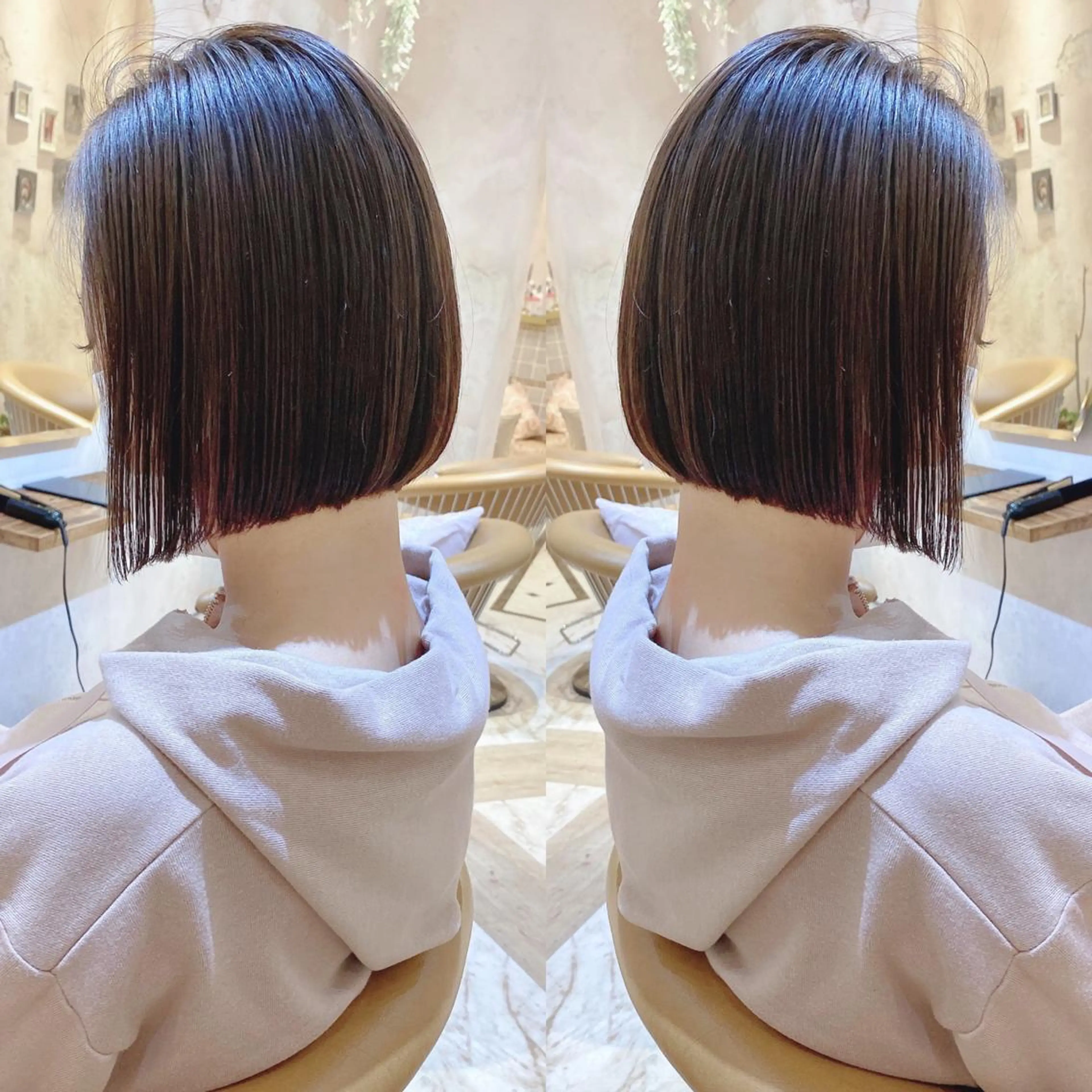 ショート カラー ベージュカラー ボブ トリートメント カット 縮毛矯正 トリートメント ツヤ髪になりたい方へ 🩷柴田知亜希のヘアスタイル