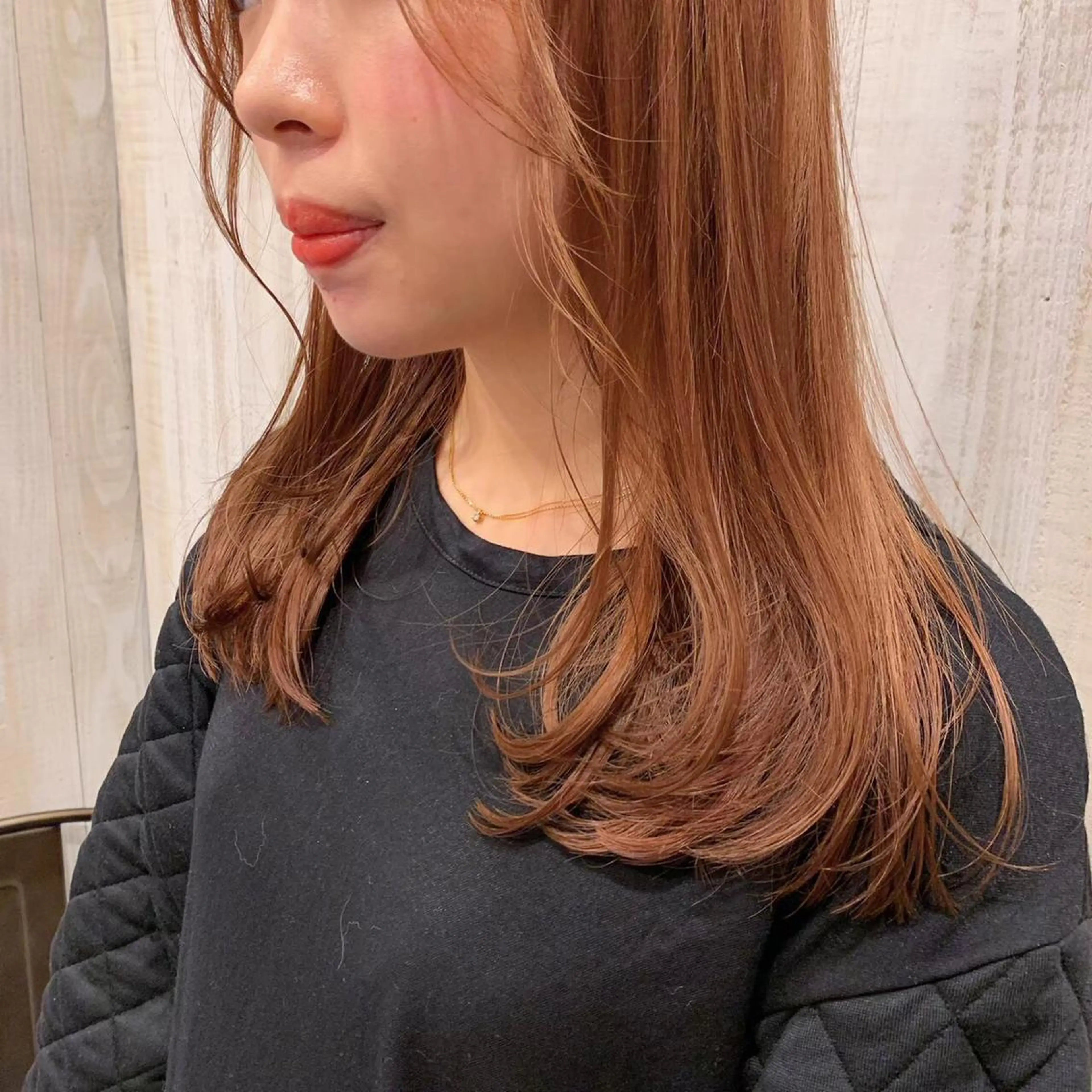セミロング カラー ヘアアレンジ キッズ アディクシーカラー バレイヤージュ ミストバング ベージュカラー 黒髪 カラー特化サロン Eir心斎橋のヘアスタイル
