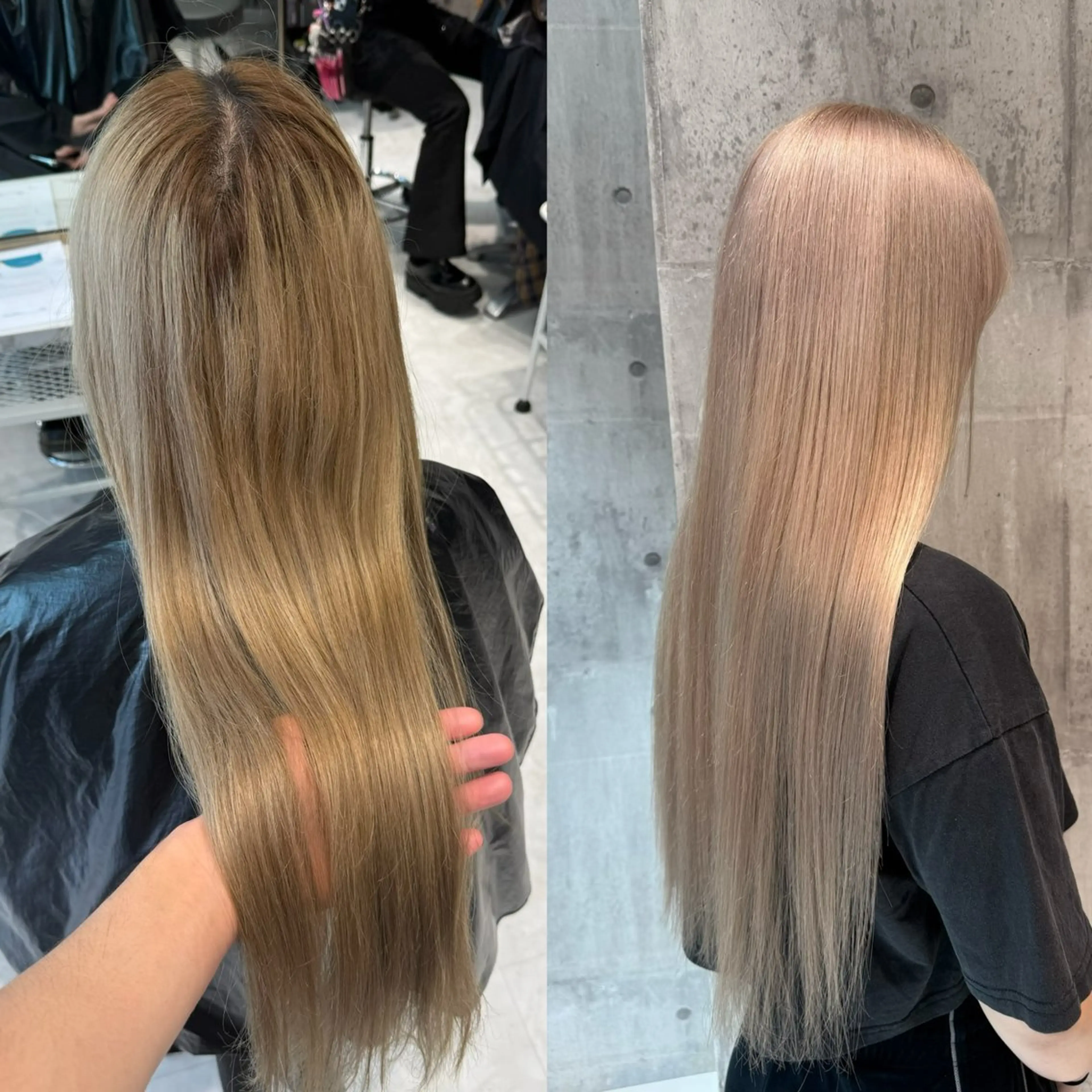 セミロング カラー ヘアアレンジ ベージュカラー ブリーチ ブロンド デザインカラー ミルクティーベージュ ヘアカラー ハイトーン特化/ 複雑履歴修正/拓真のヘアスタイル