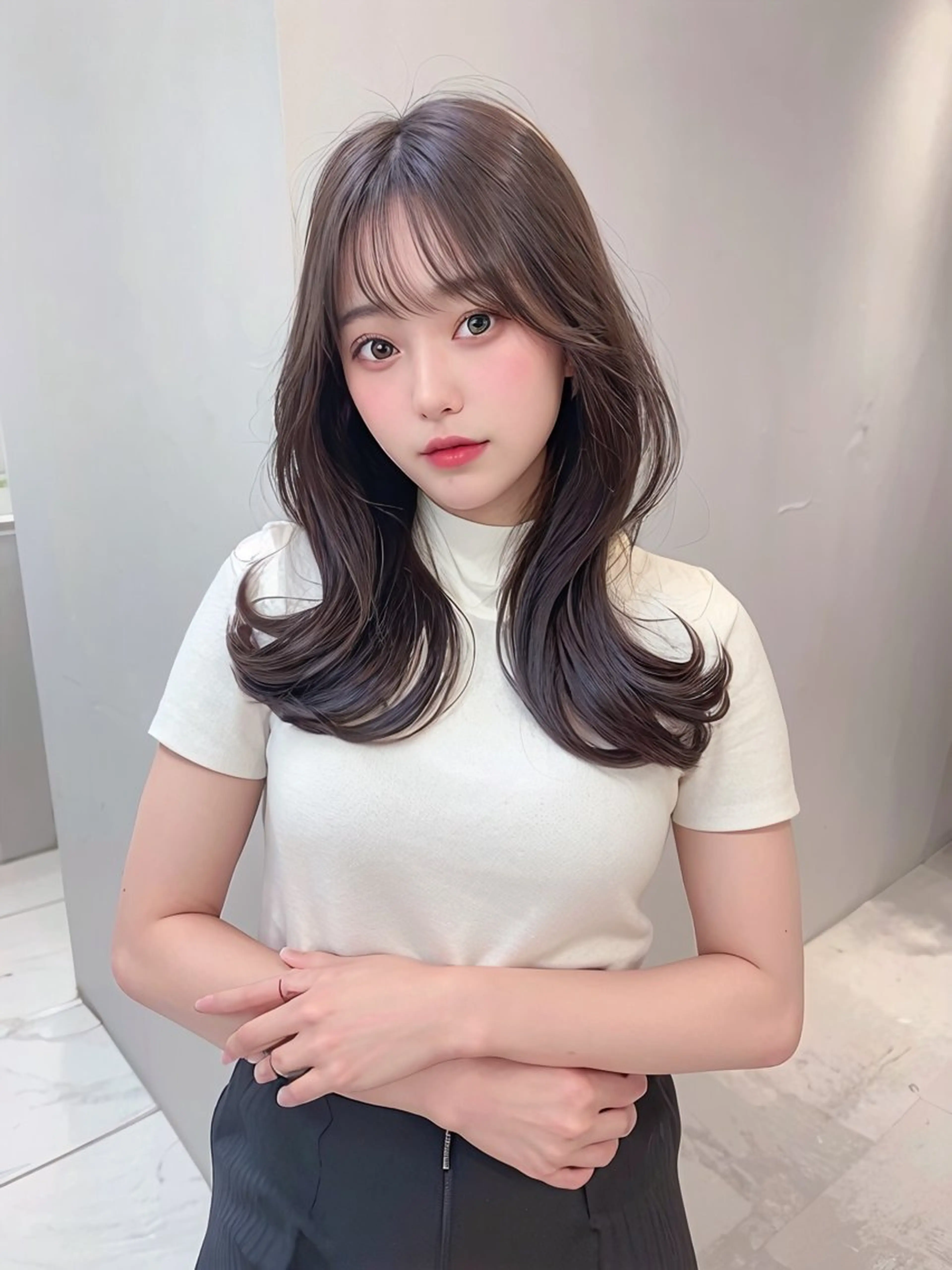 ミディアム ロンドガーネット /髪質改善/レイヤーのヘアスタイル