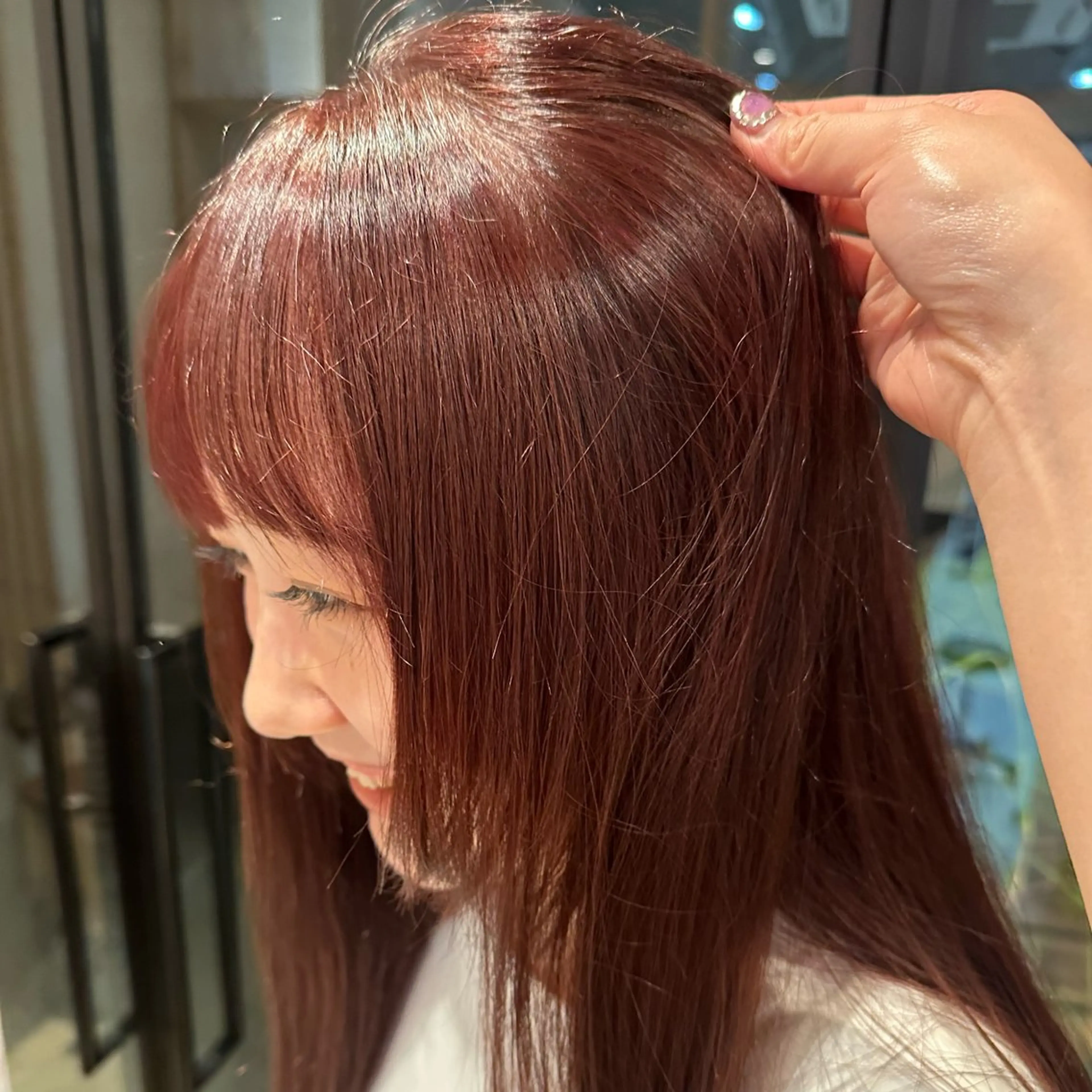 ミディアム カラー ダブルカラー ピンクカラー ボブ/レイヤー/ニュ アンスパーマ/小夏のヘアスタイル