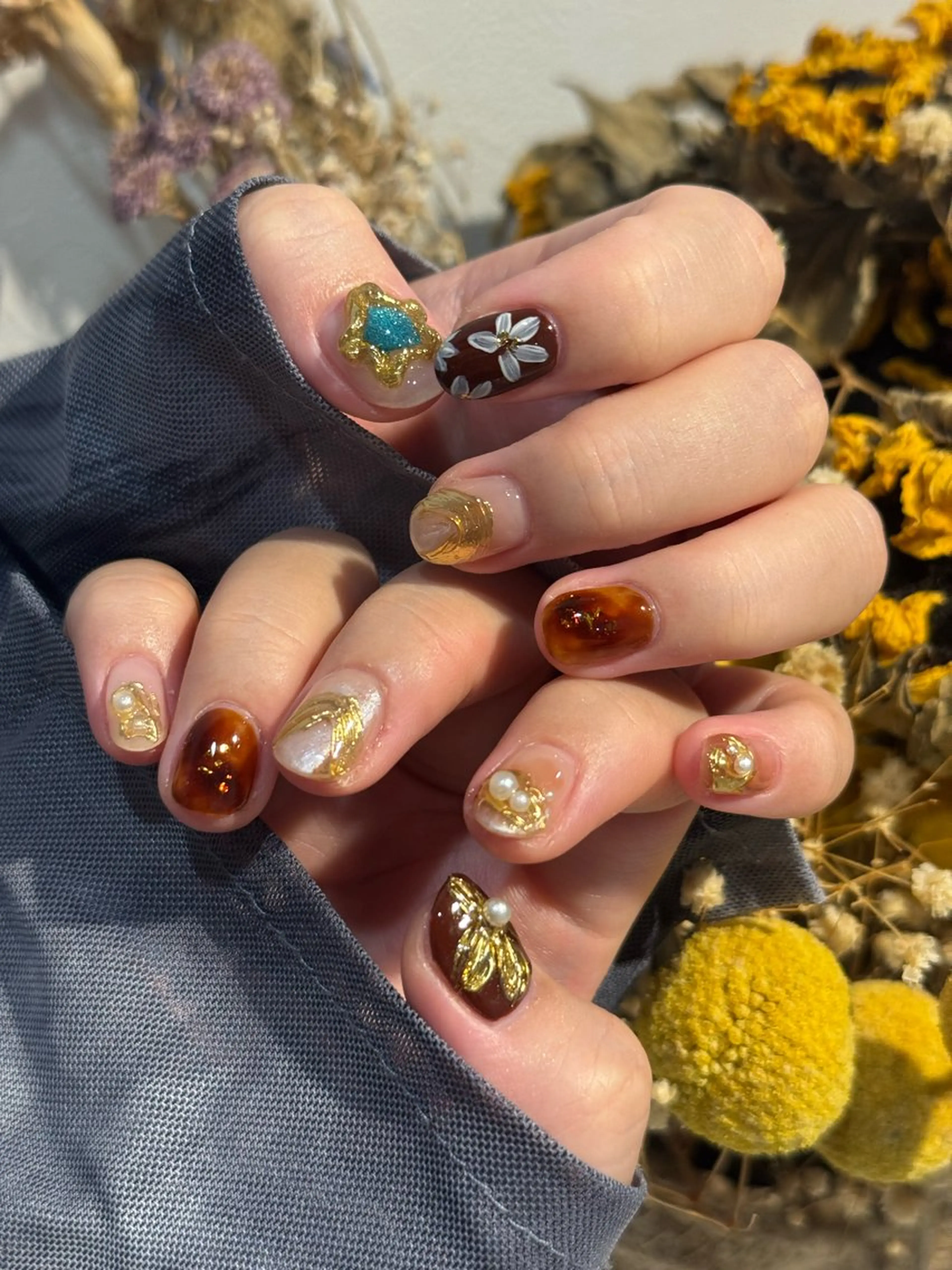 ネイル ゴールド 大理石ネイル(マーブル) ハンドネイル Lien  _リエン リエンのネイルデザイン