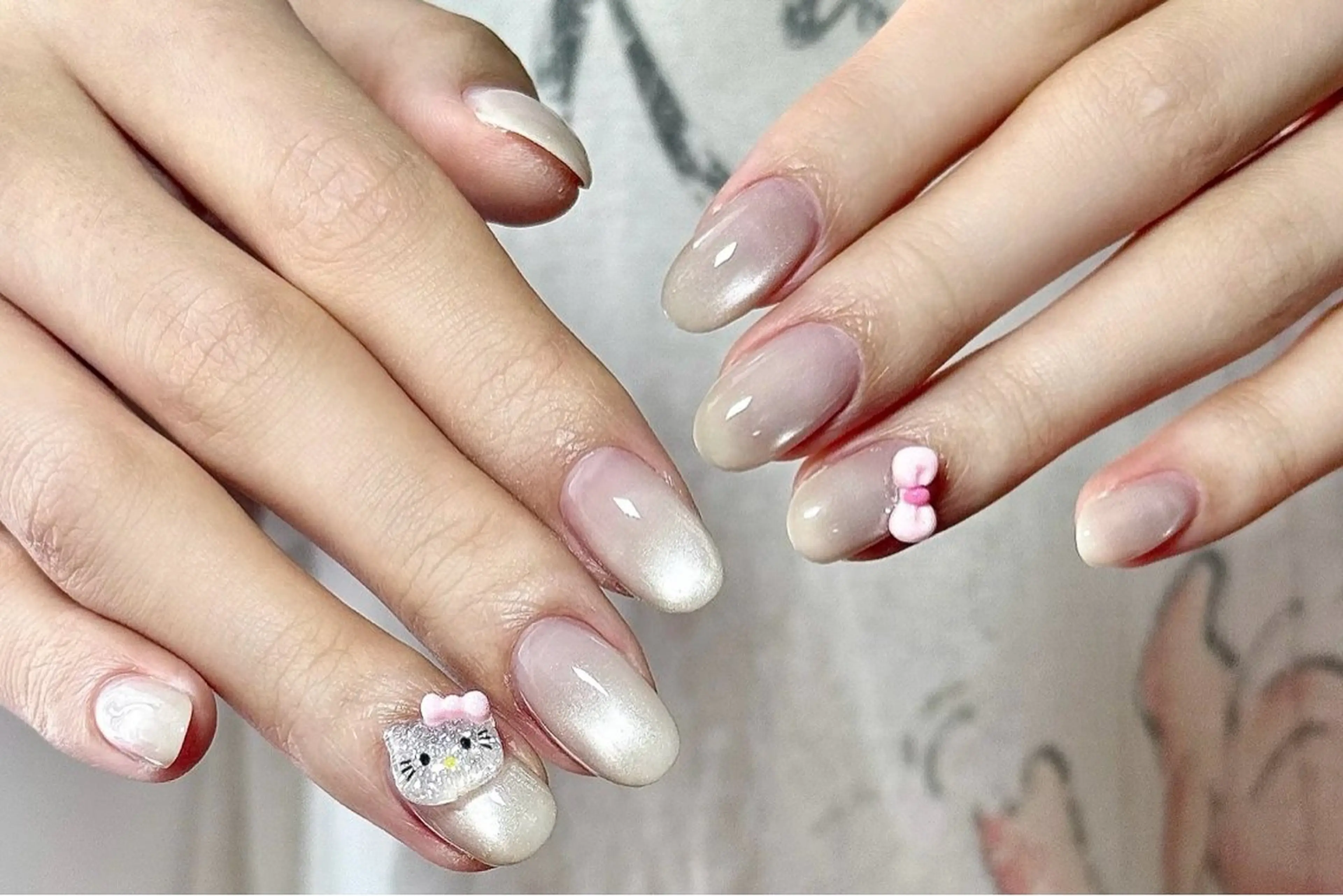 ネイル オーロラネイル 長さ出し ジェルネイル 氷ネイル・うるうるネイル 韓国ネイル ハンドネイル lumiereva nail salon所属・Lumiereva nail salonのネイルデザイン