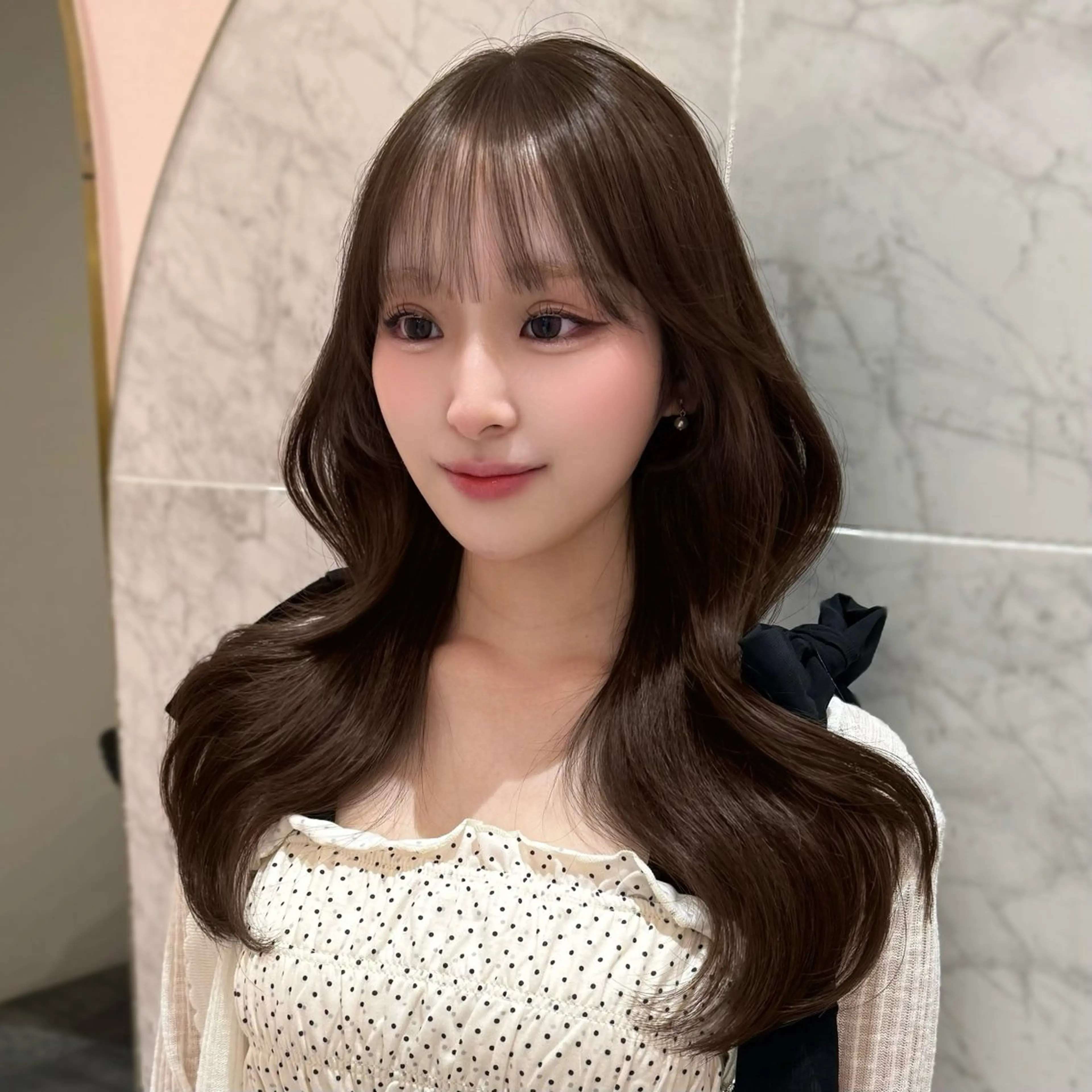 セミロング カラー ショコラグレージュ グレージュ レイヤーカット モテ韓国ヘア/ レイヤー🤍RIKAのヘアスタイル