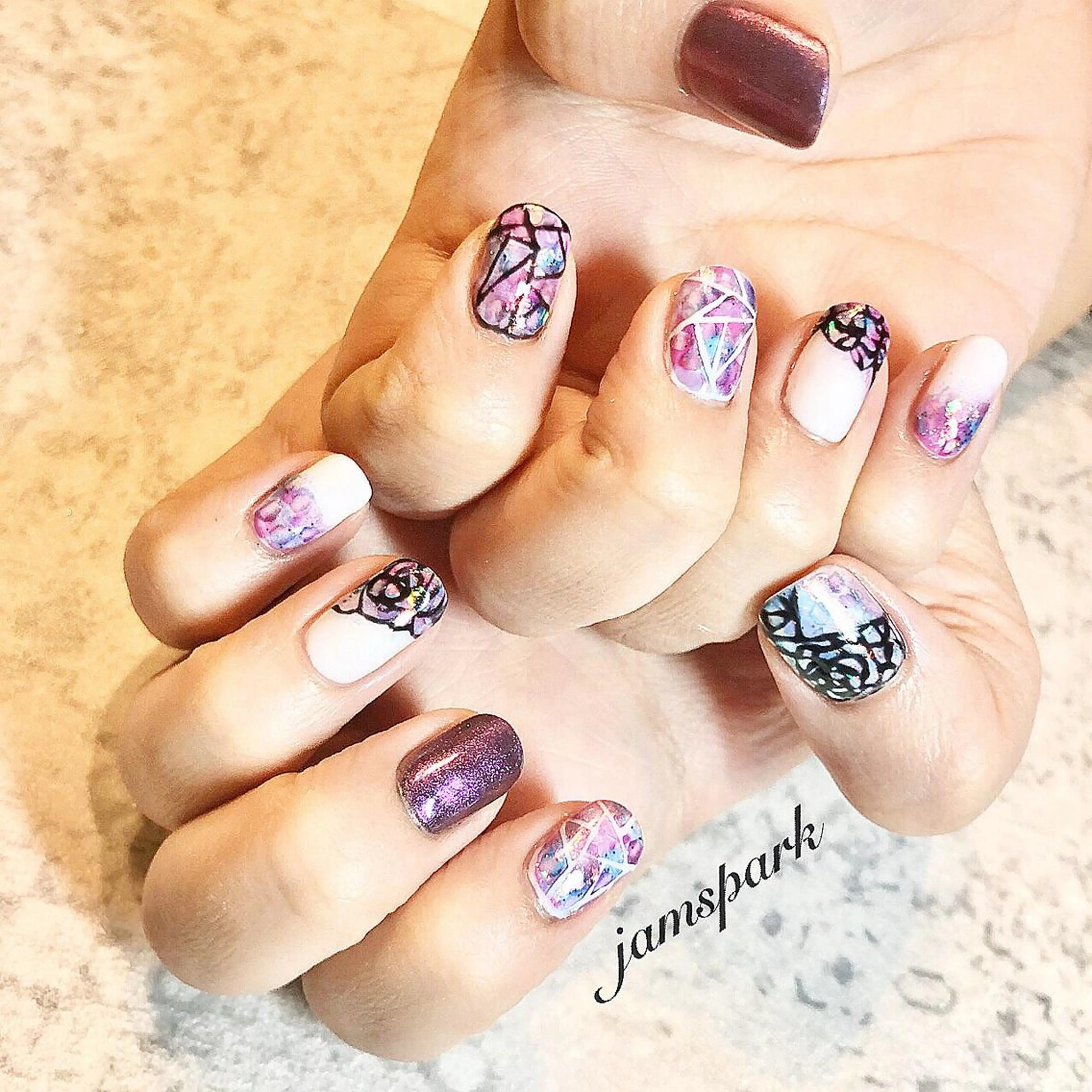 ネイル ニュアンスネイル パープル ハンドネイル jamspark ✨のネイルデザイン