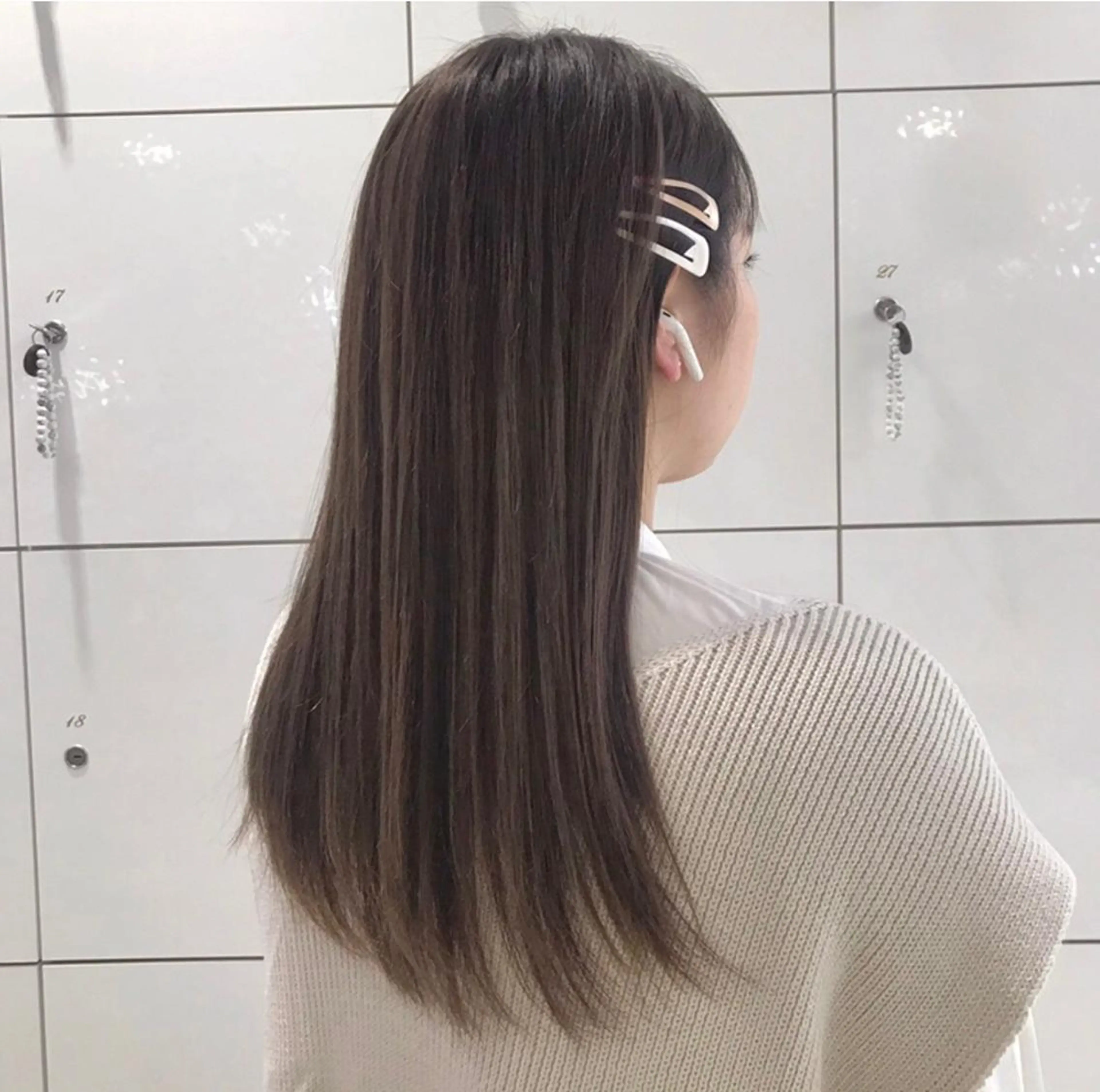 セミロング カラー グレージュ ハイライトカラー ハイライト 田中 あかねのヘアスタイル