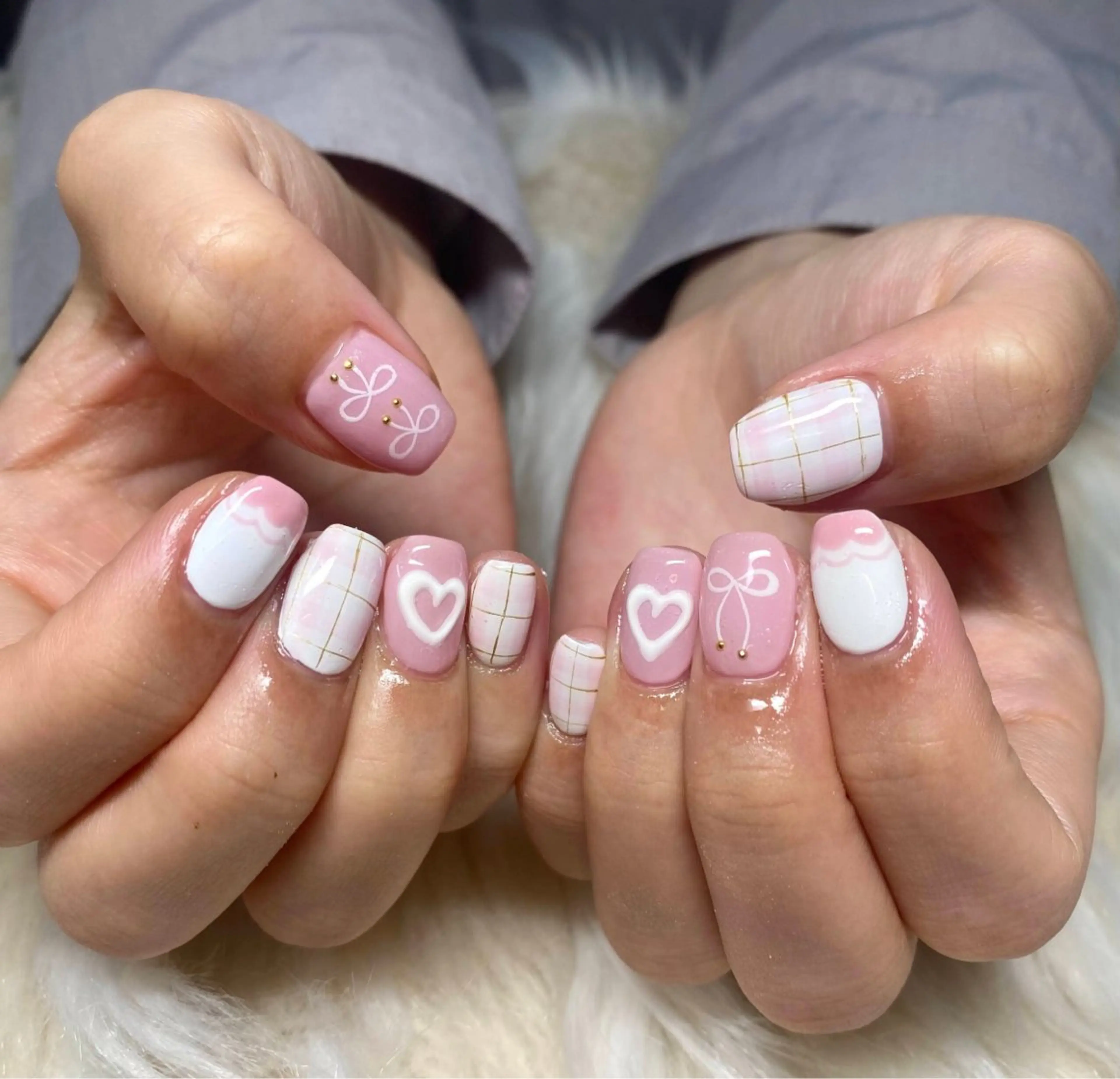 ネイル 長さ出し フレンチネイル ジェルネイル グラデーション ハート ハンドネイル Nail&eye Belire 新宿のネイルデザイン