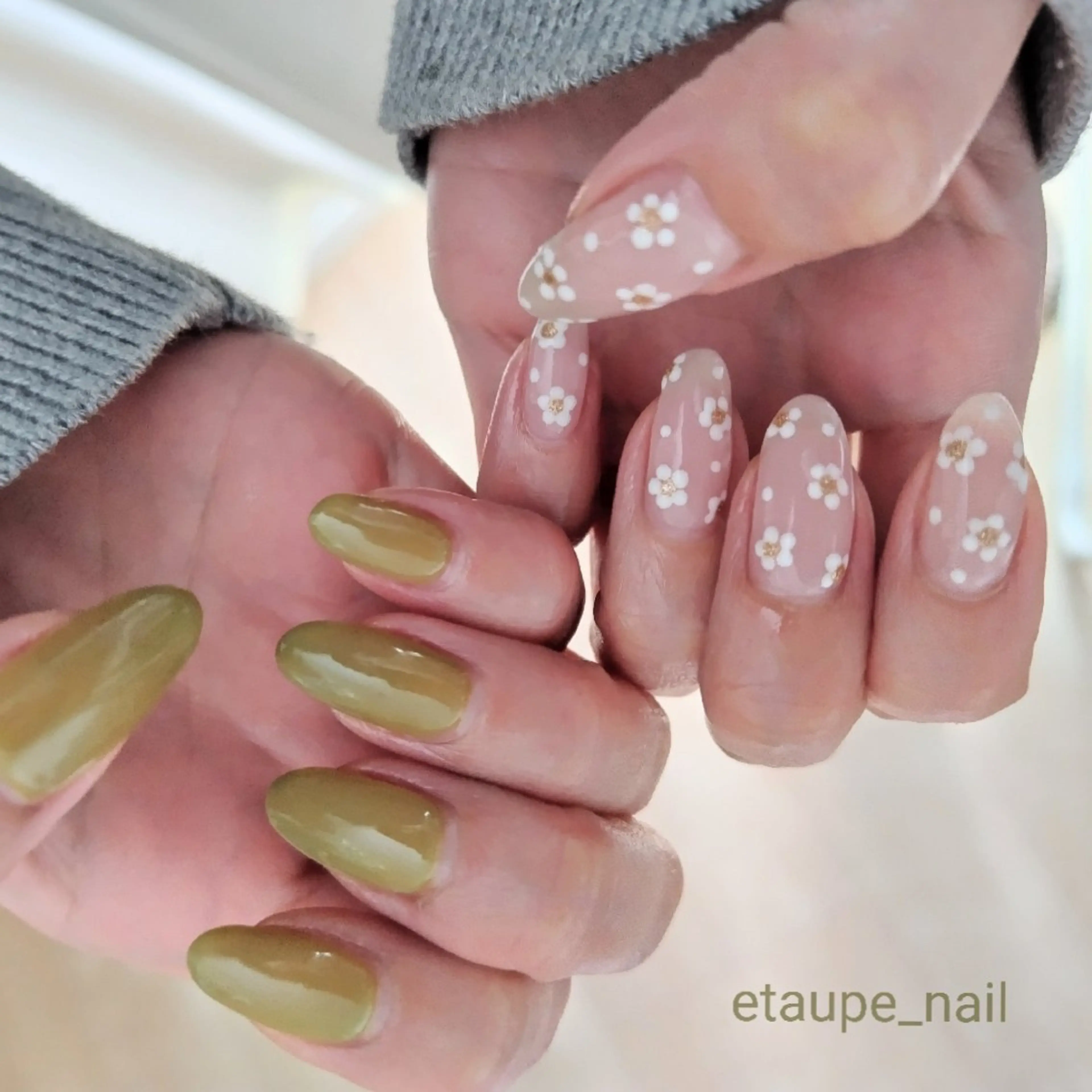 ネイル ジェルネイル グリーン 春ネイル etaupe nail所属・向原自宅サロン ★エトープネイルのネイルデザイン