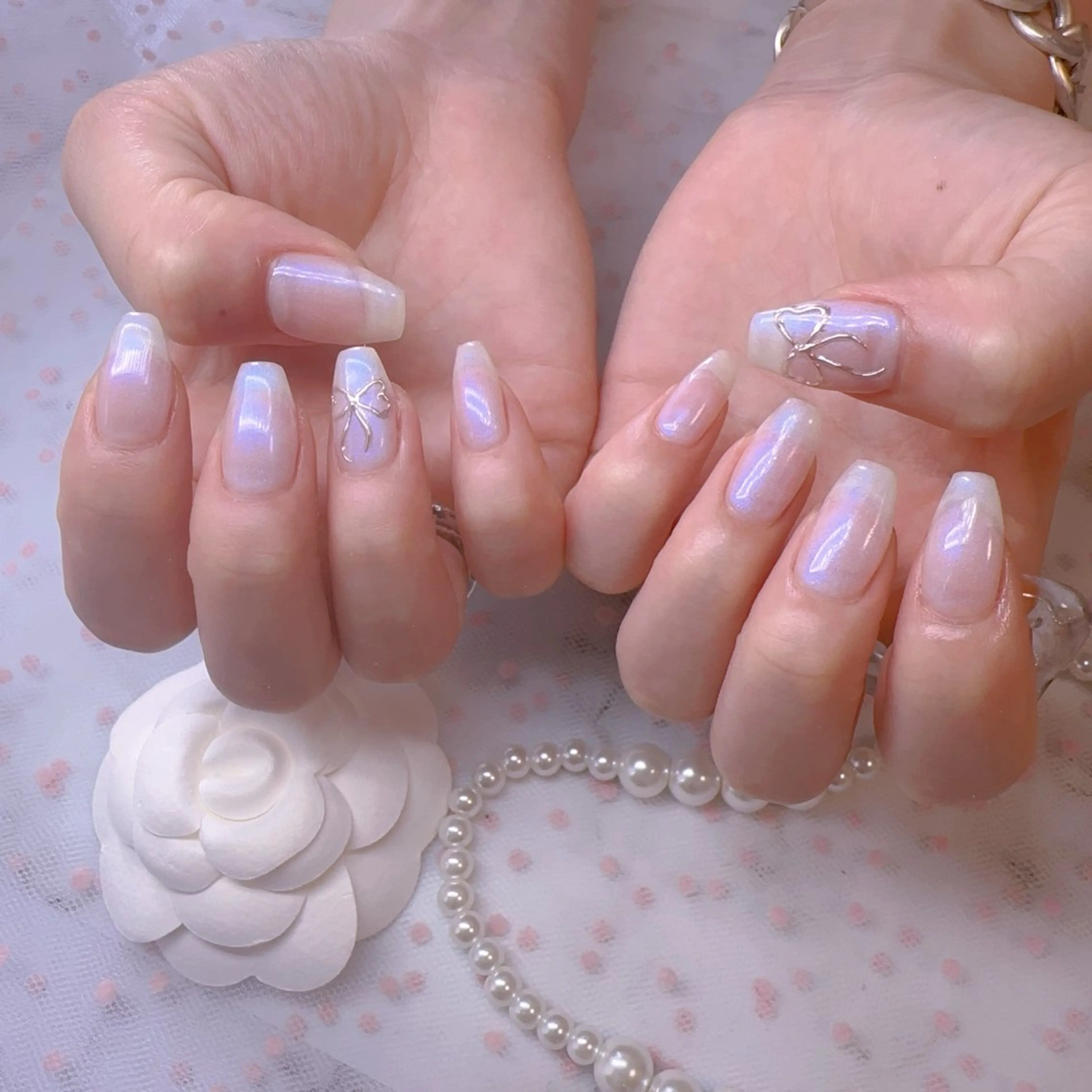 ネイル オーロラネイル フットネイル 韓国ネイル ラメ(グリッター) ラメグラデーション ハンドネイル Belle nail salon 新小岩のネイルデザイン