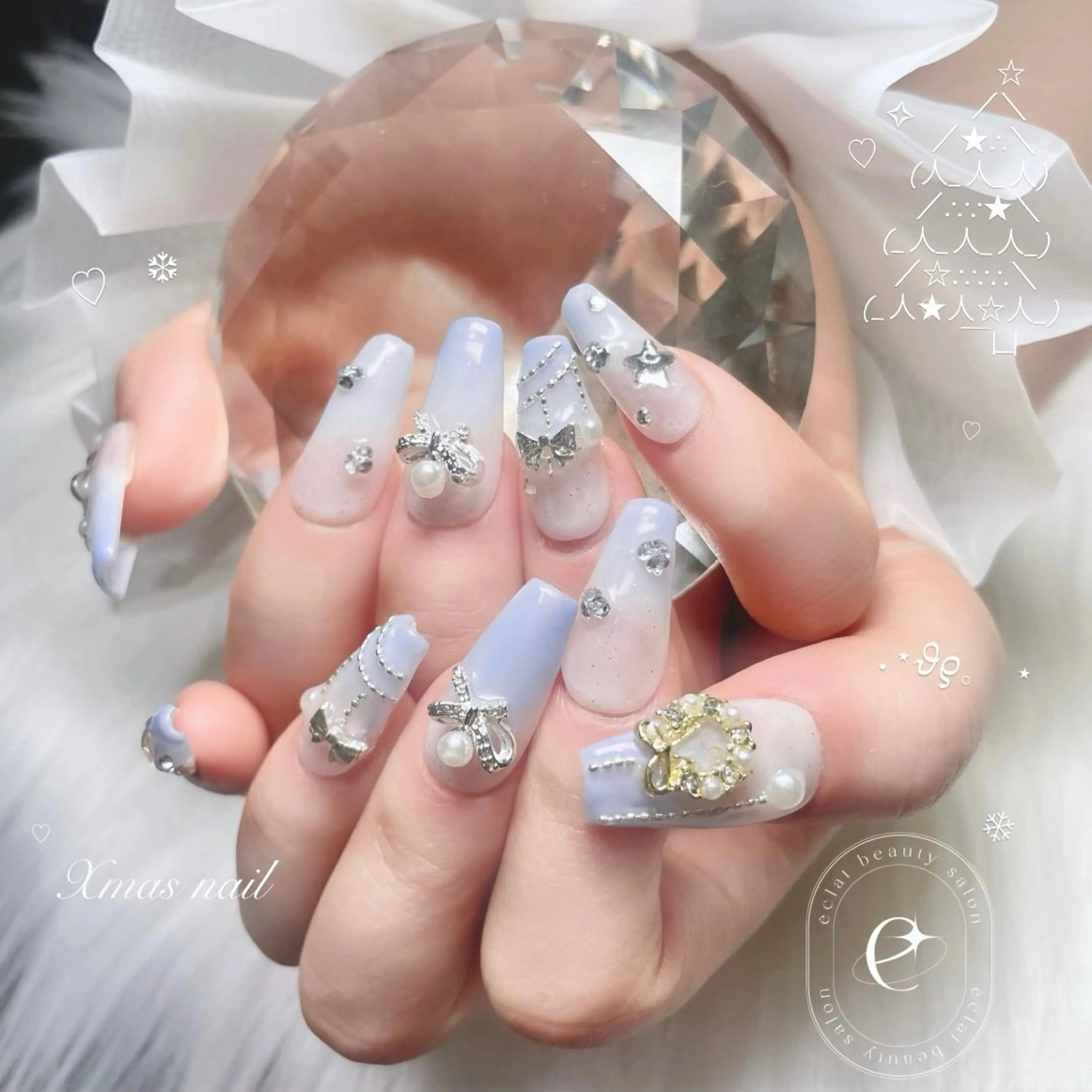 ネイル 冬ネイル クリスマス ハンドネイル eclat Kaedeのネイルデザイン