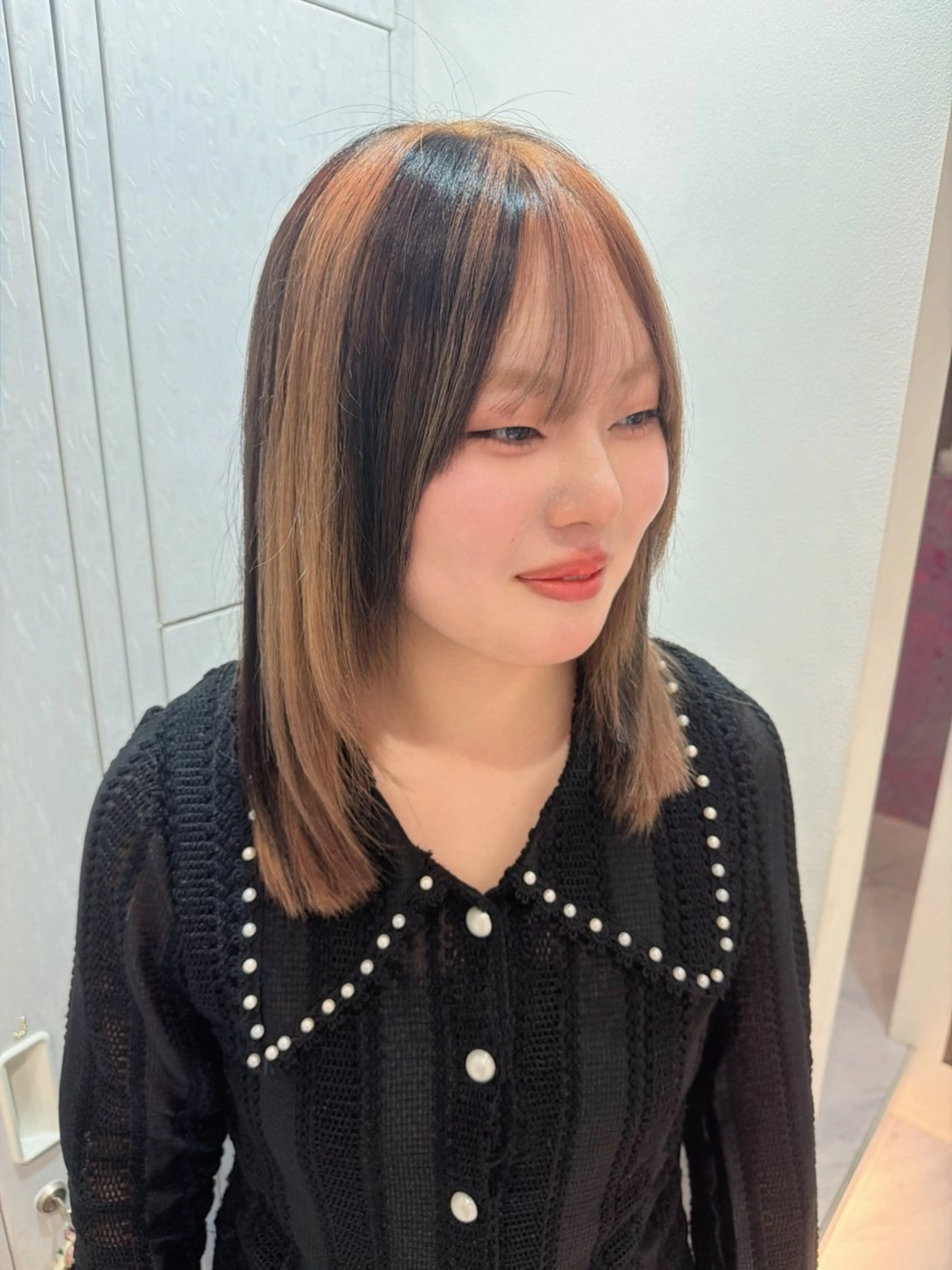 ミディアム カラー ヘアカラー SAYAKA 🍒／ボブ／暖色のヘアスタイル