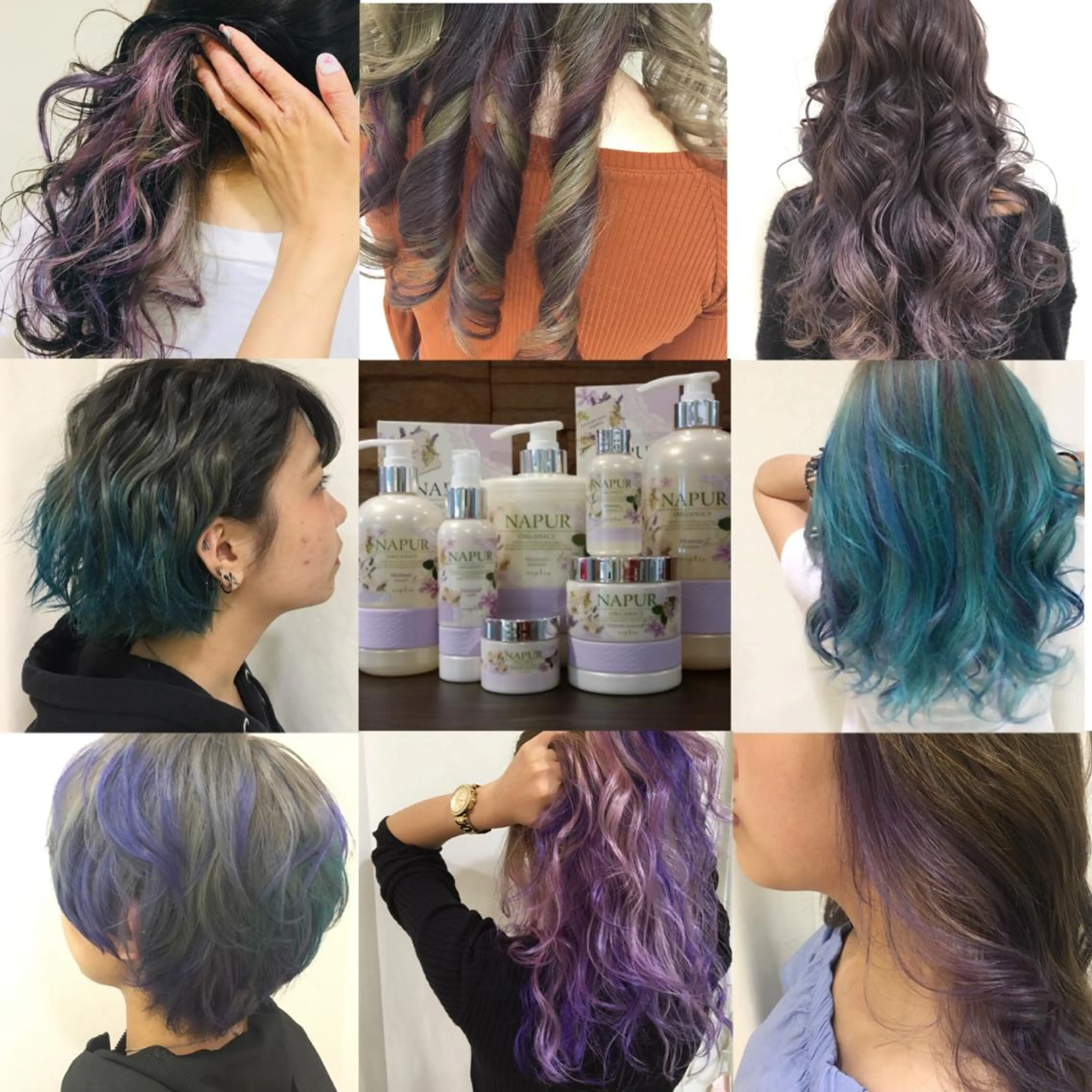 セミロング カラー ヘアアレンジ ラベンダーカラー パープルカラー きむえり/髪質改善 /セット/カラーのヘアスタイル