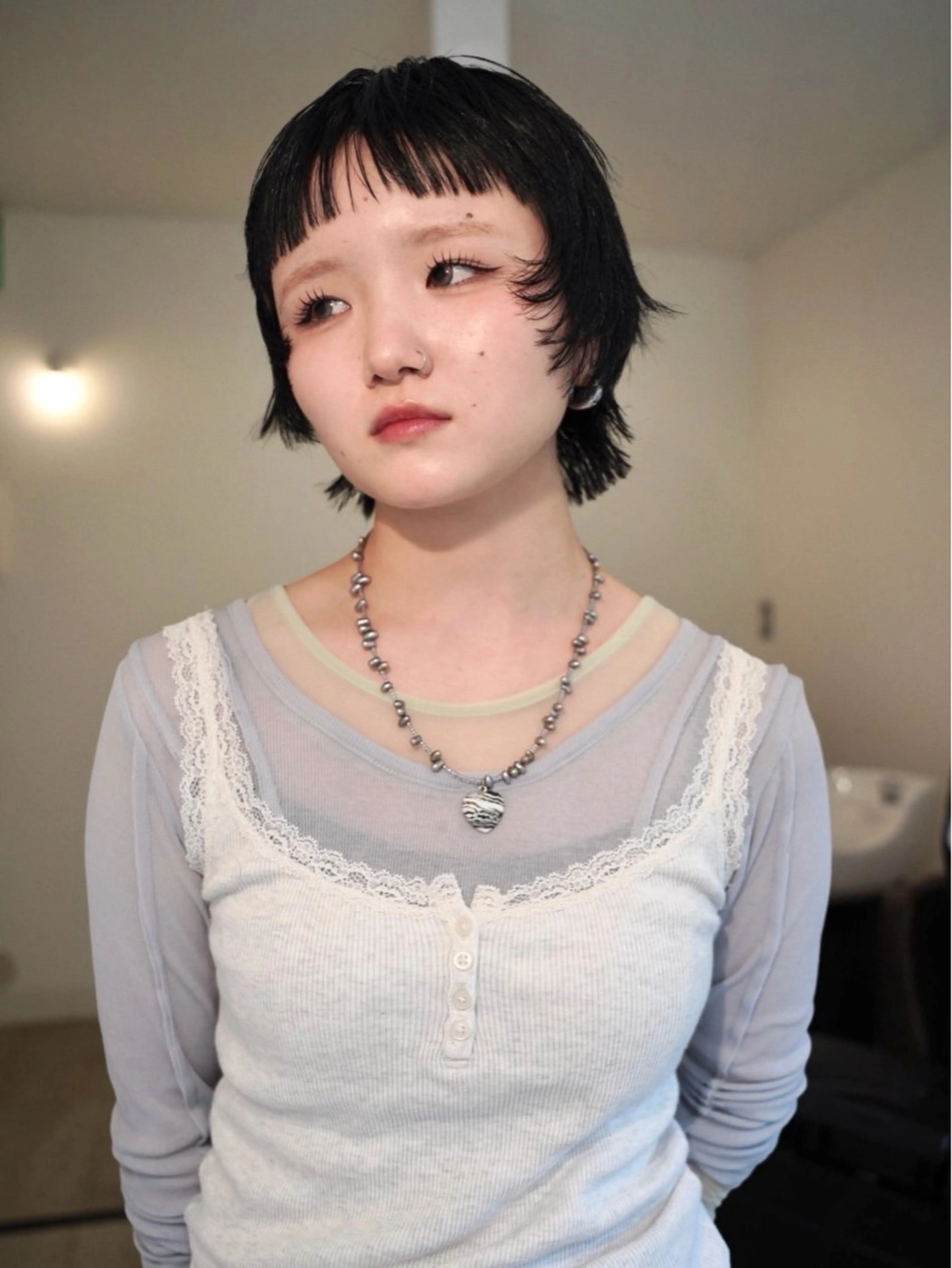 ショート オン眉 ショートヘア ウルフカット カット デザイン/レイヤー Kaito🐩/栄のヘアスタイル