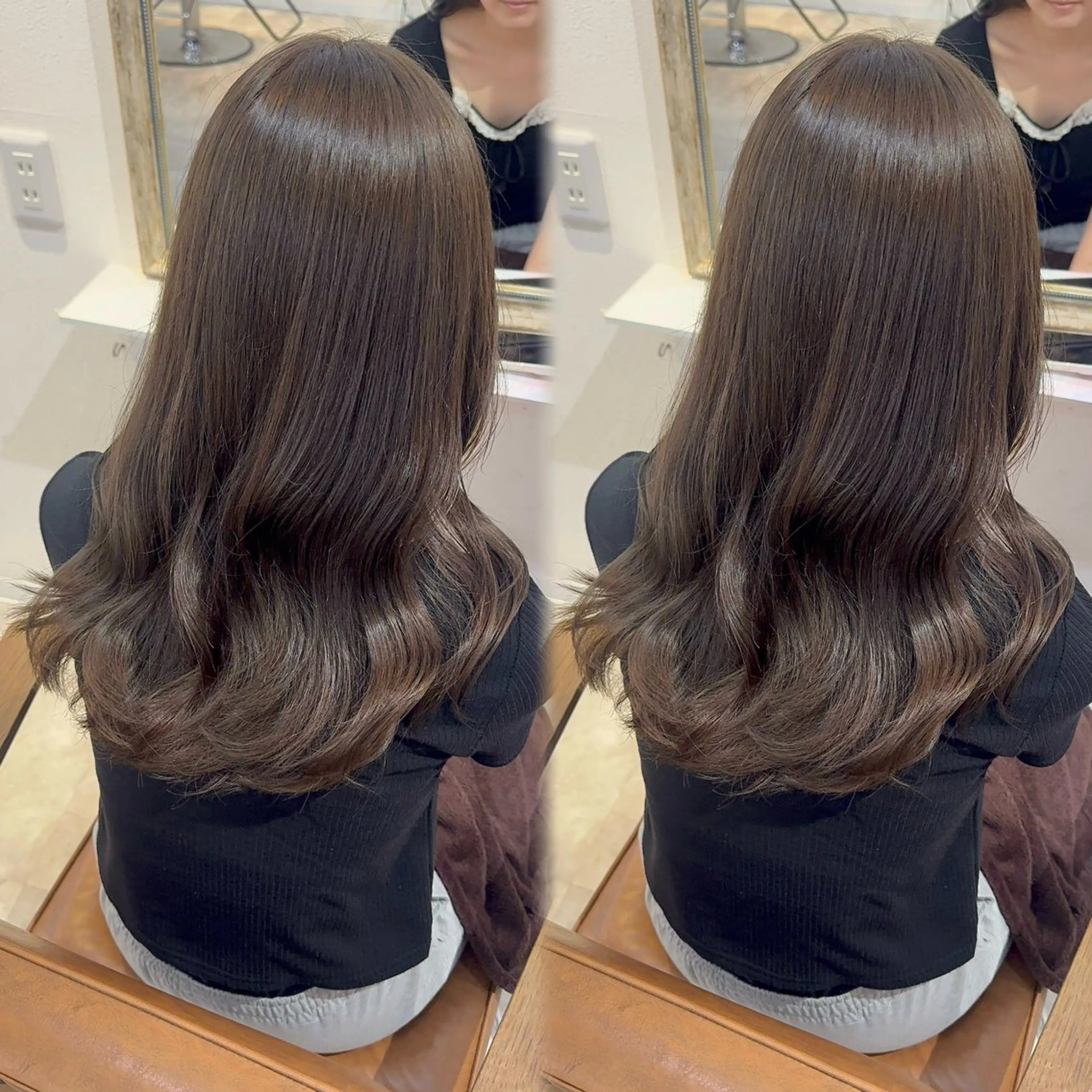 ロング カラー アッシュ アッシュブラウン ベージュカラー 黒髪 ブリーチ カット ヘアカラー トリートメント 赤み無し柔らかカラー 【梅田】madokaのヘアスタイル