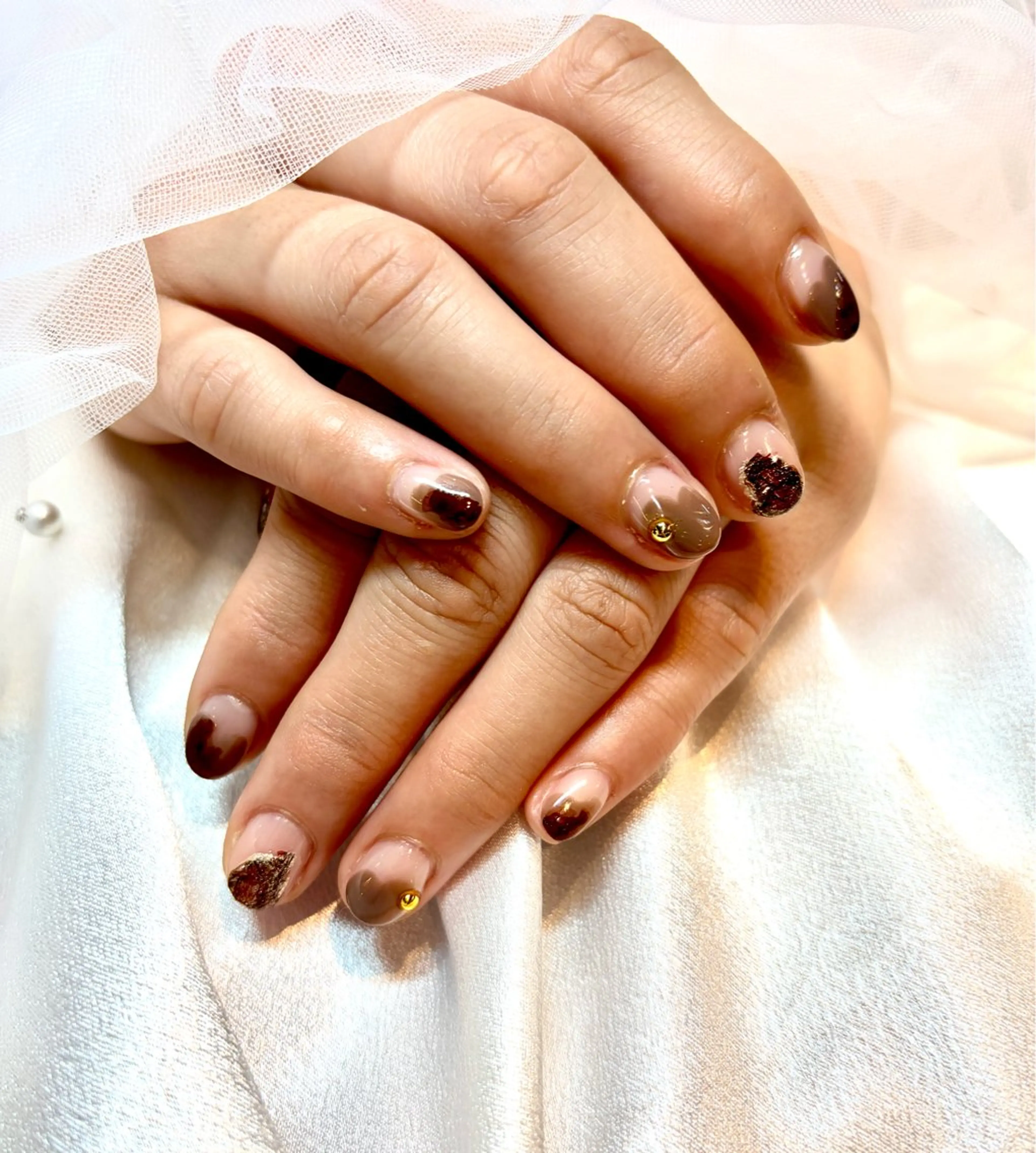 ネイル ニュアンスネイル ハンドネイル 【スクールW難波】 💛Myu💛のネイルデザイン