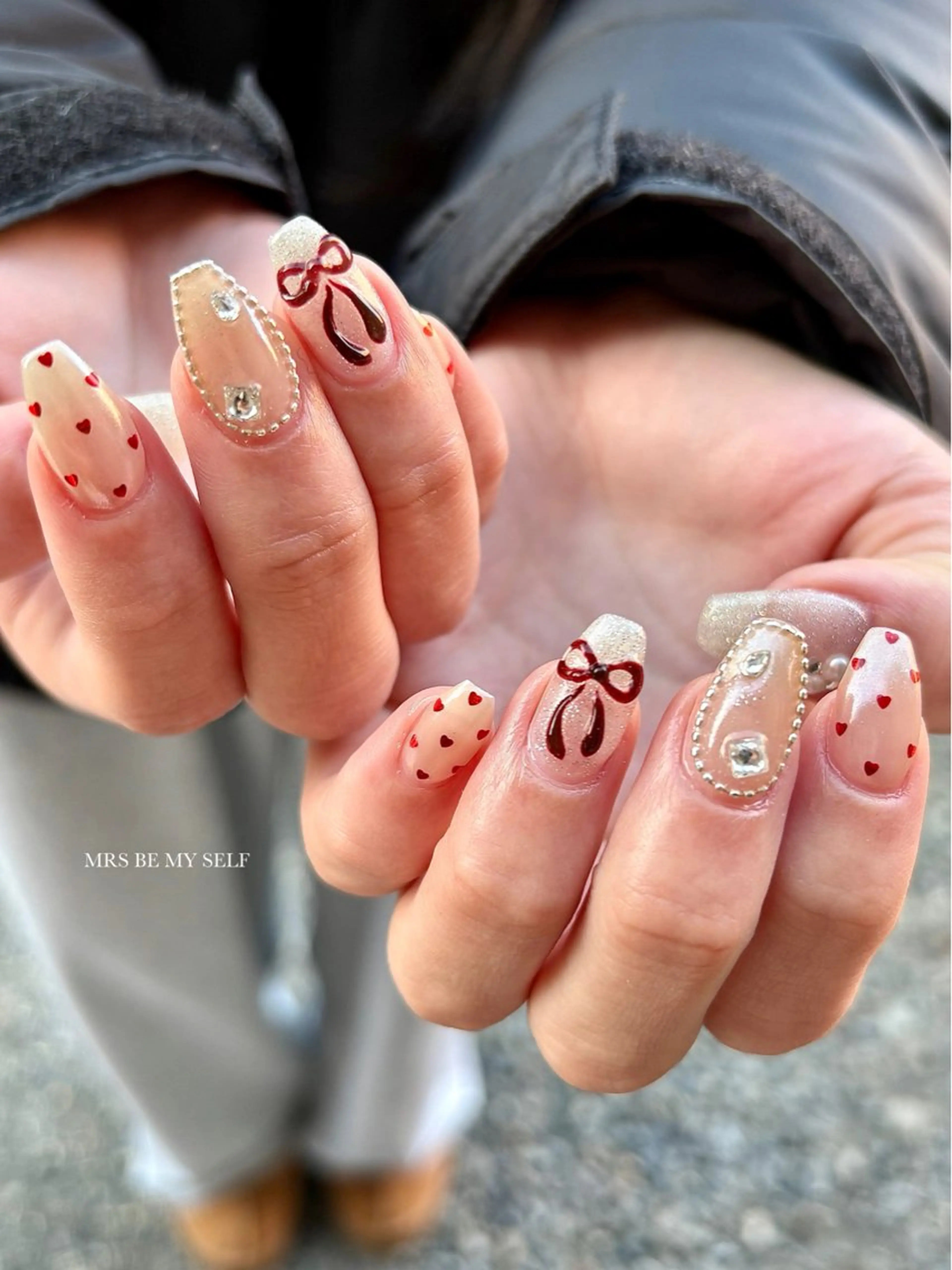 ネイル ぷっくりネイル リボン フットネイル MRS/ miyu🎀のネイルデザイン