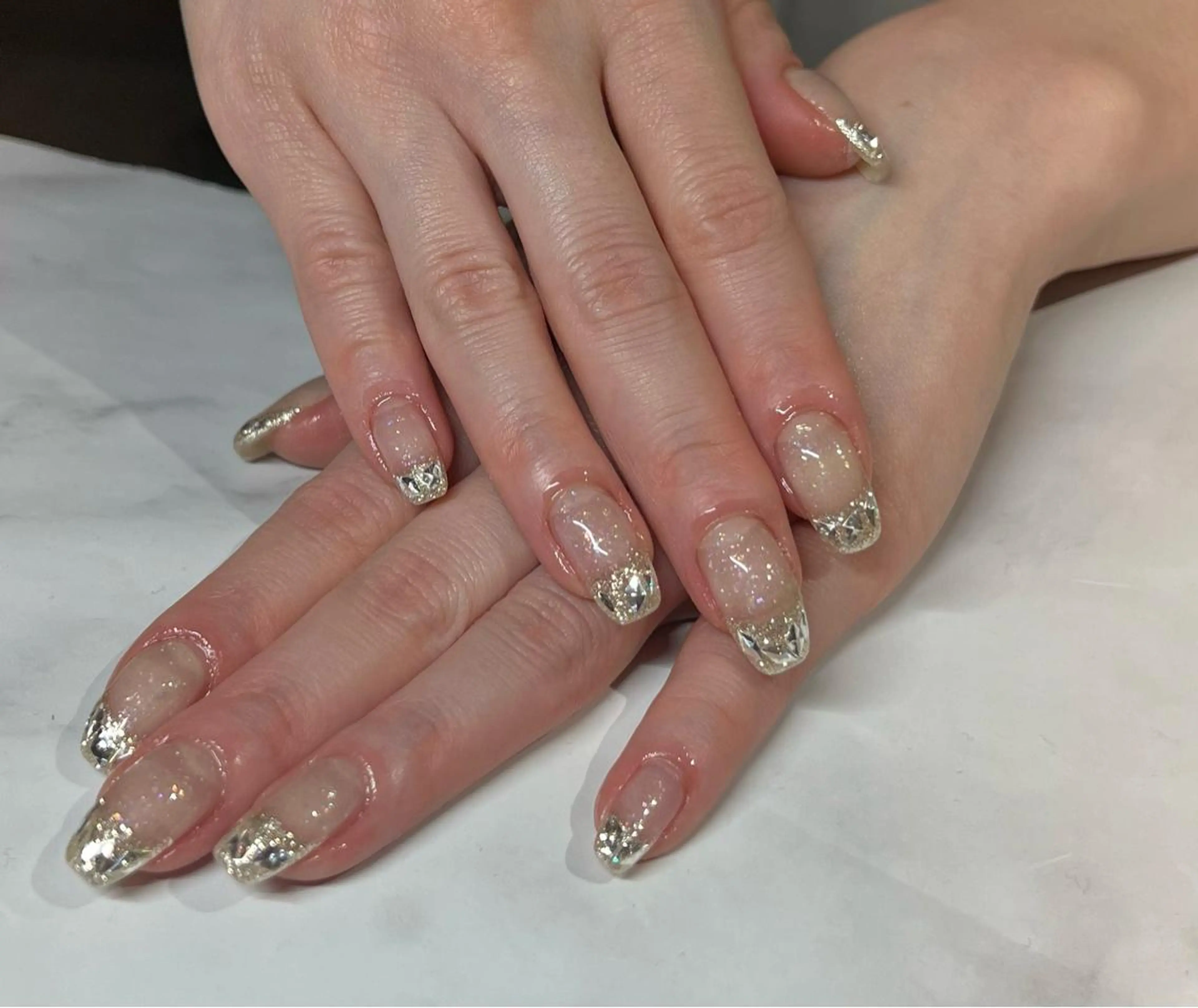 ネイル フレンチネイル ガラスフレンチ ディアマンテ𓏸𓈒 フェイシャル/ネイルのエステ・リラクイメージ