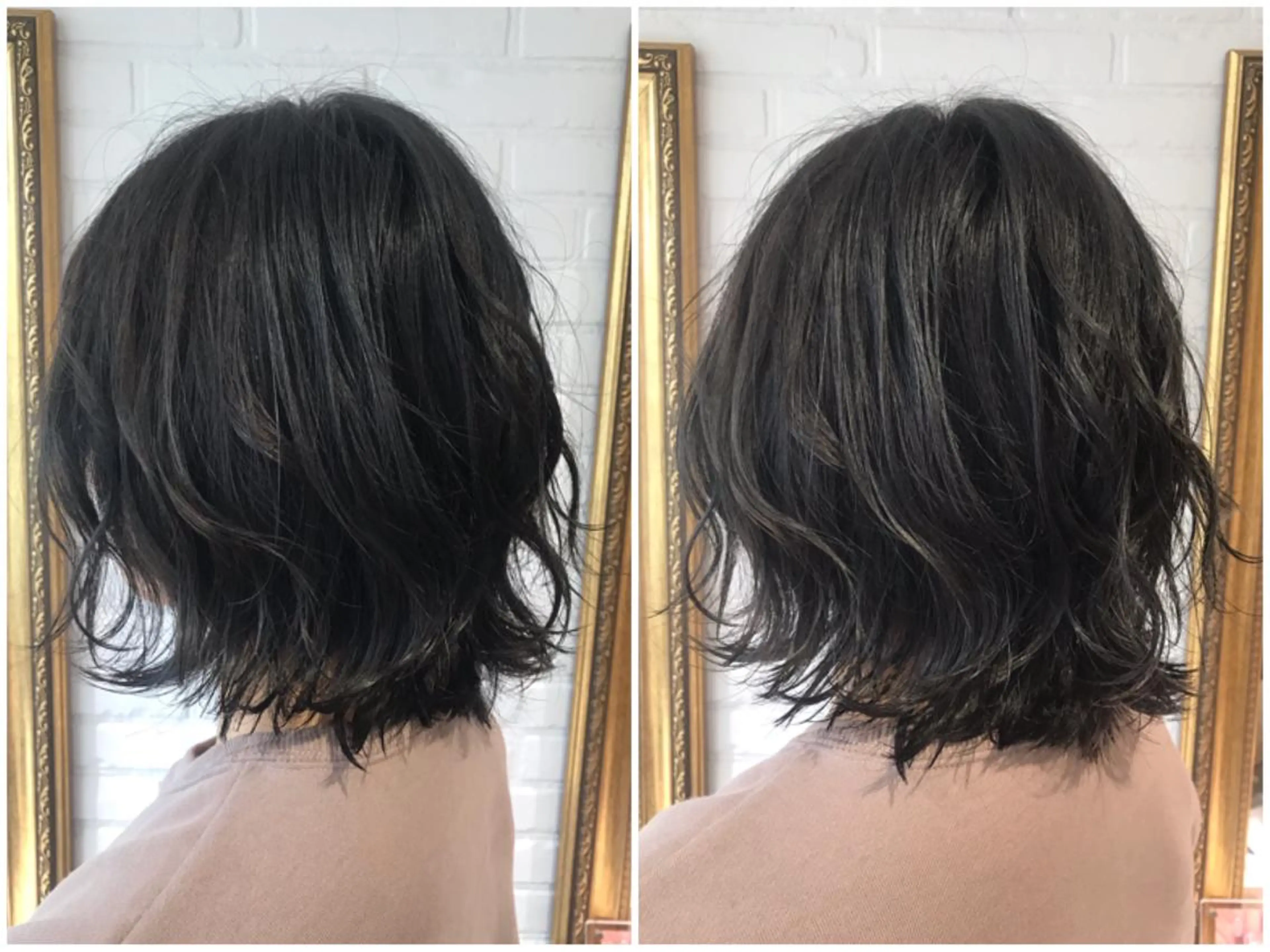 ミディアム カラー ダークグレー ボブ 外ハネヘア Renatus店長 金子裕美のヘアスタイル