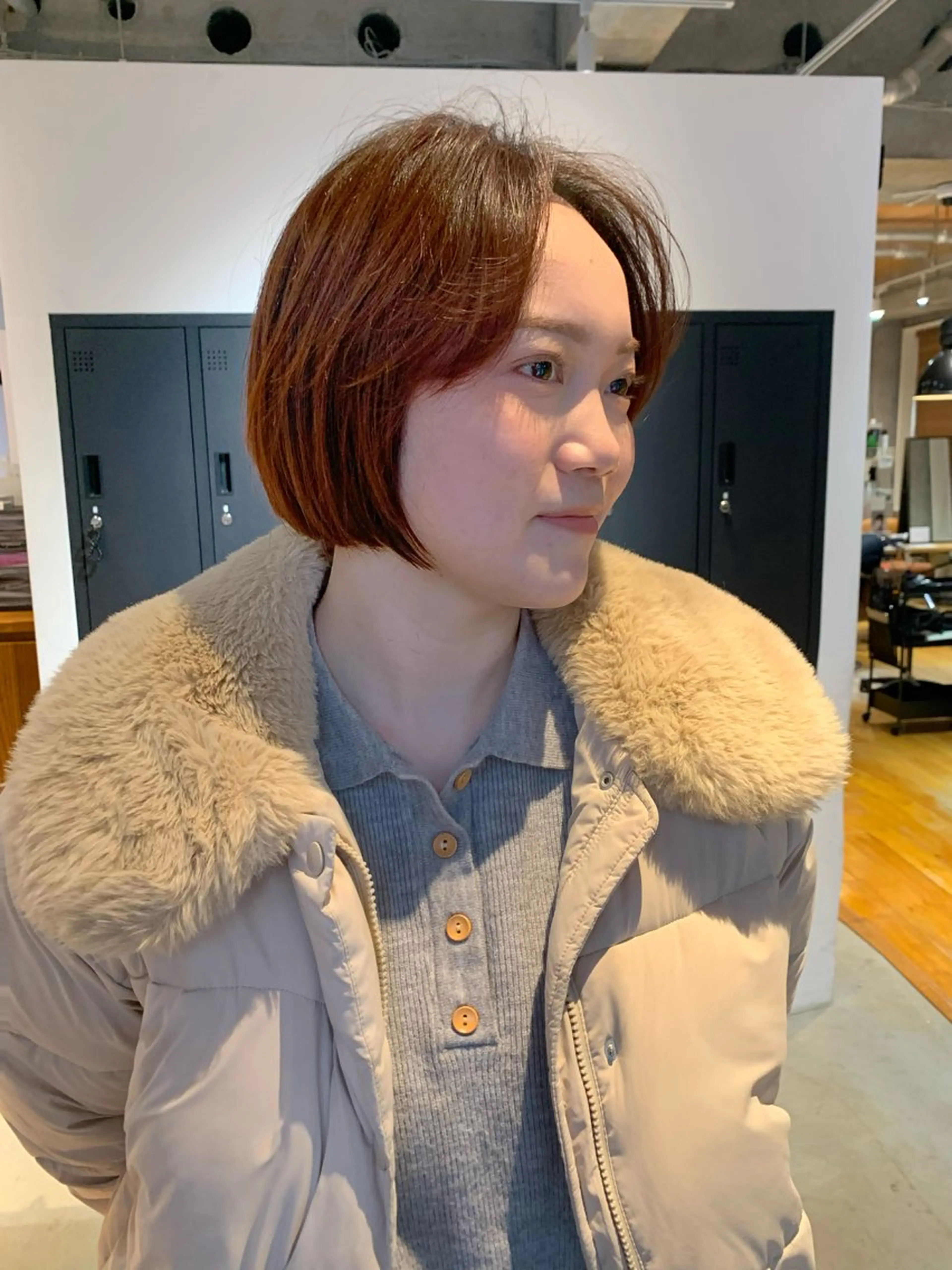 ショート カラー ボブ　くせ毛風パーマ 艶カラー/横山大樹のヘアスタイル