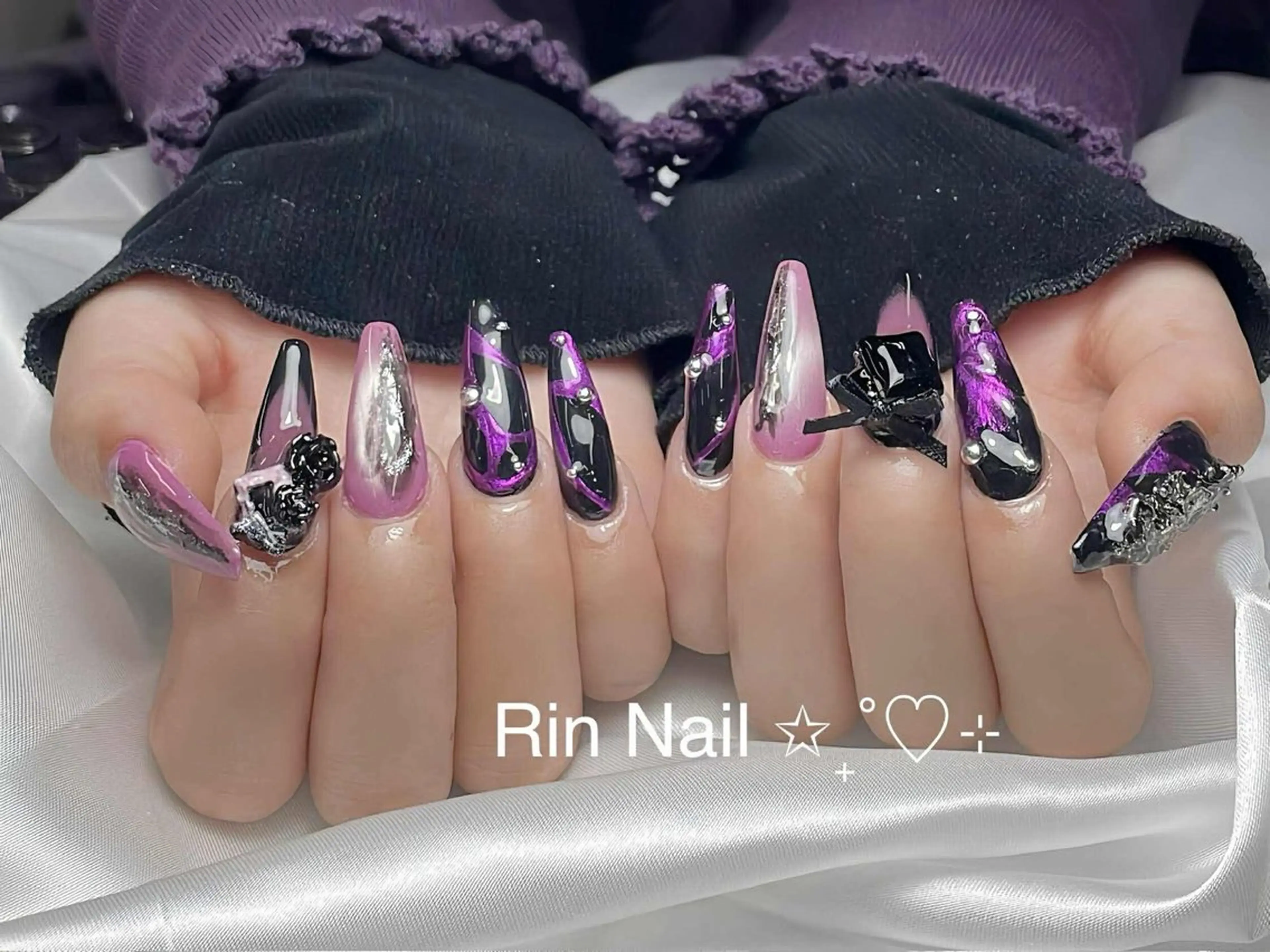 ネイル アートネイル ロングネイル ニュアンスネイル スカルプネイル ネイルチップ ハンドネイル Rin Nail 新大久保店のネイルデザイン