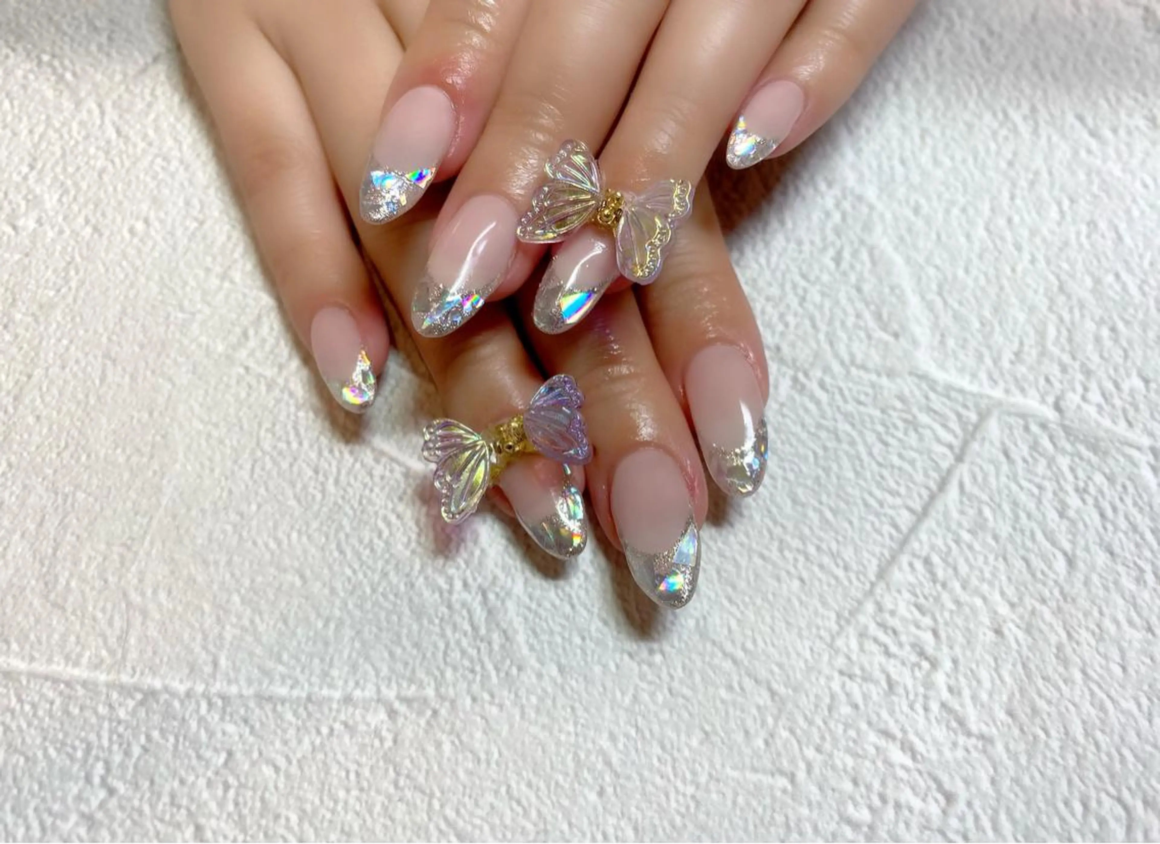 ネイル フレンチネイル ガラスフレンチ ハンドネイル GO TODAY SHAiRE SALON所属・✨kitamura rie✨のネイルデザイン