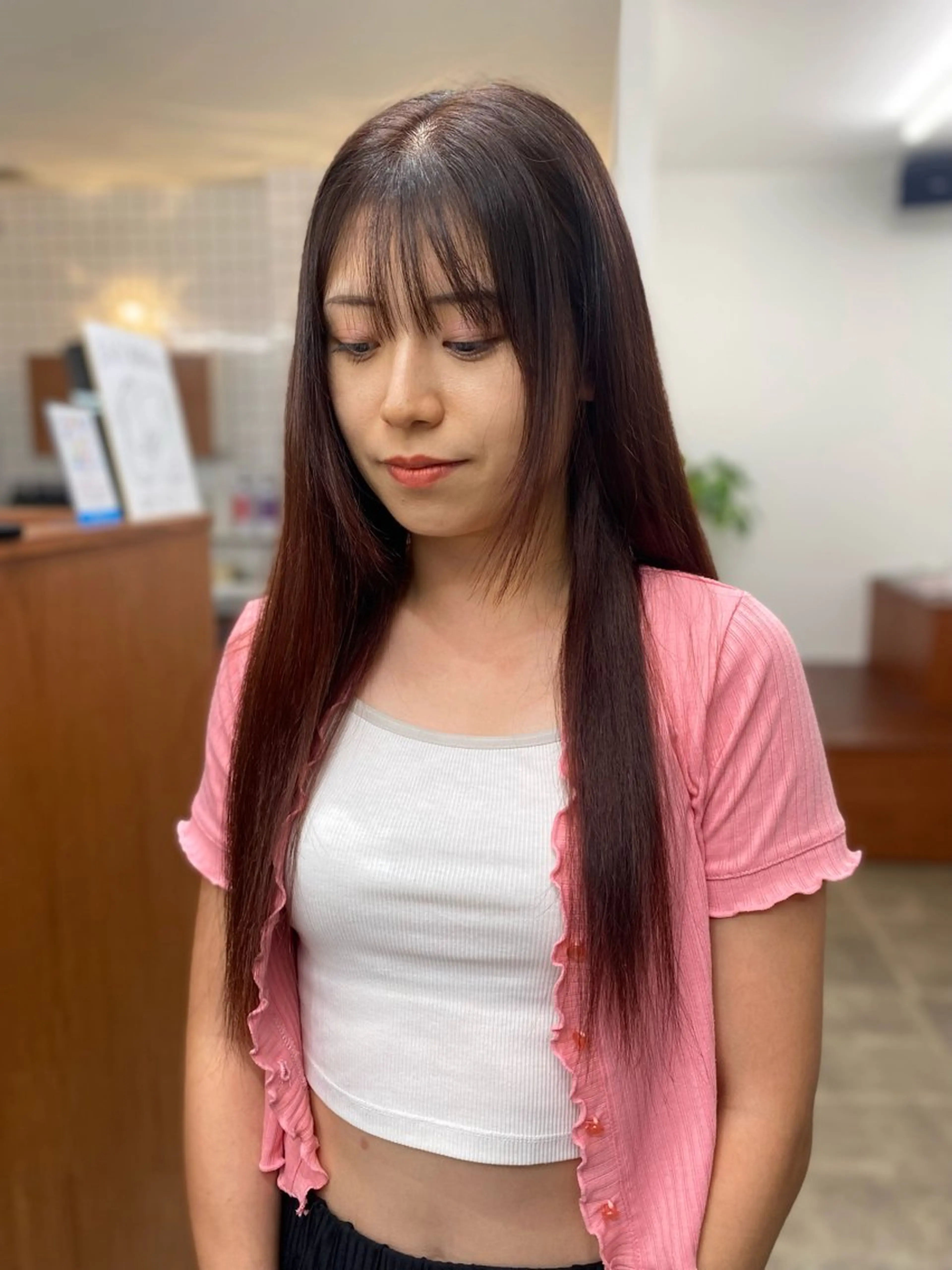 ロング カラー ブラウンカラー ピンクカラー ピンクブラウン ENV船橋 櫻井ちののヘアスタイル