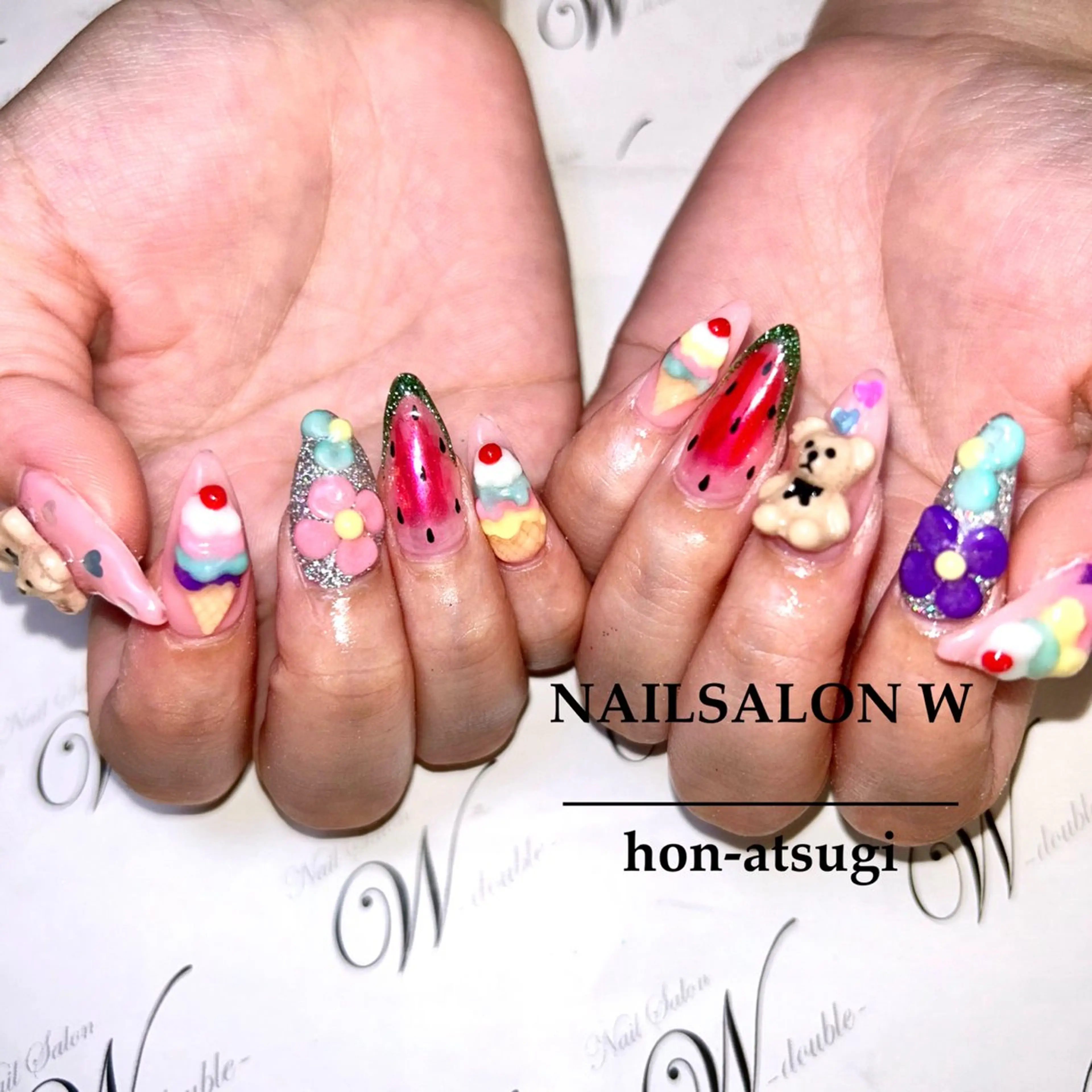 ネイル アートネイル ジェルネイル ロングネイル スカルプネイル 夏ネイル ネイルサロン ダブルのネイルデザイン