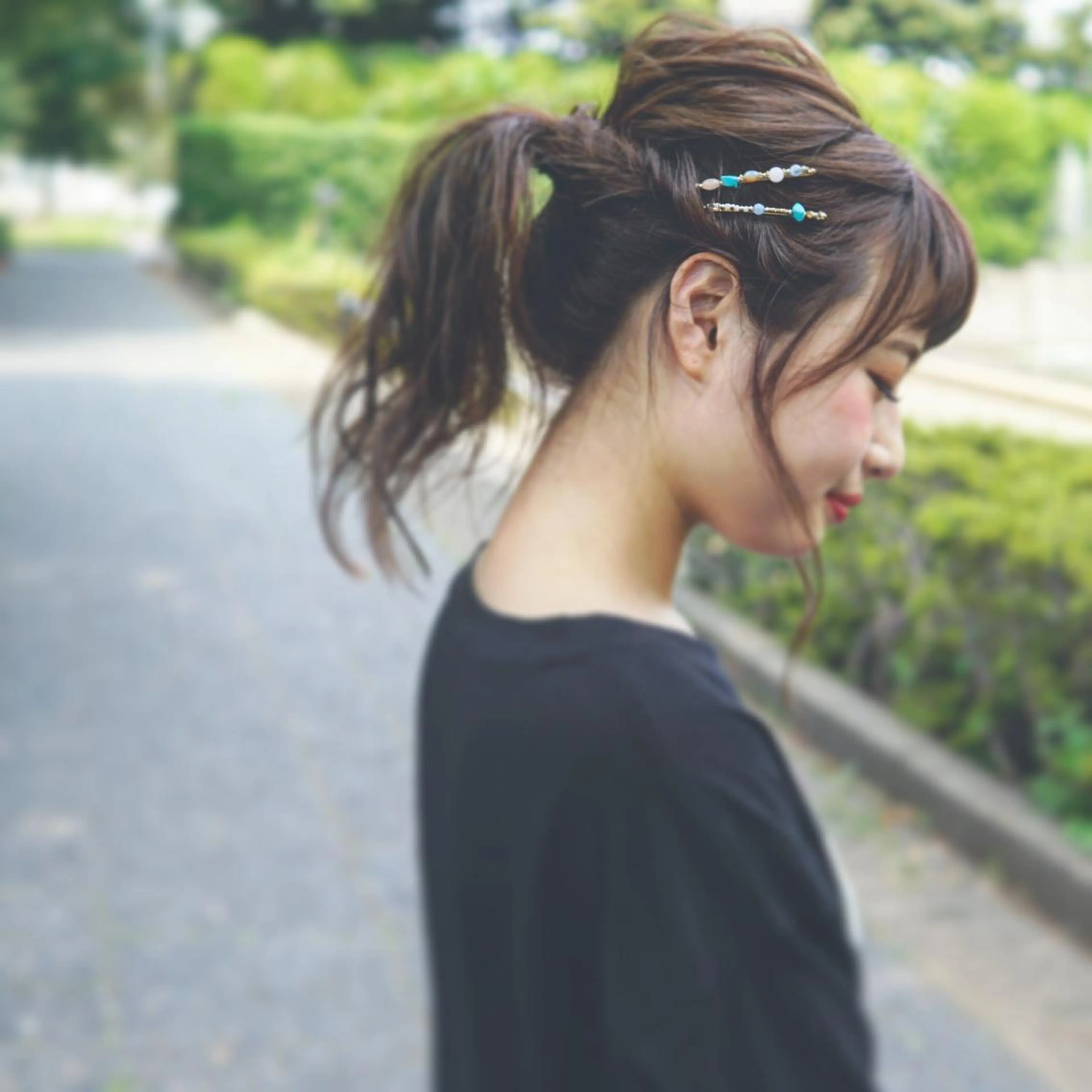 ミディアム カラー パーマ ヘアアレンジ 髪質改善、エクステ 山口卓哉のヘアスタイル