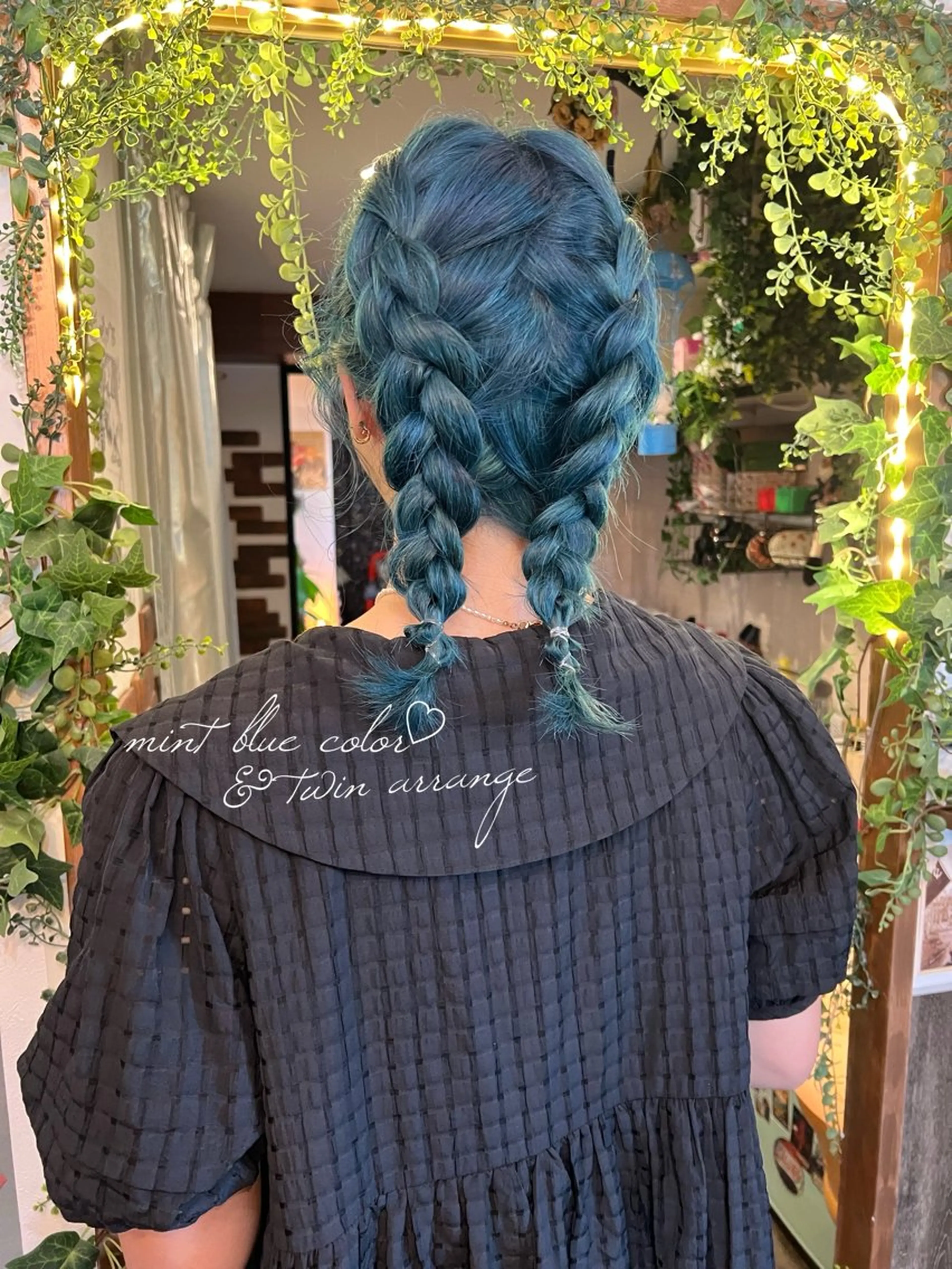 セミロング カラー ブリーチ ミント ミントグリーン ヘアカラー カラーパティシエ facce🌼ikoのヘアスタイル