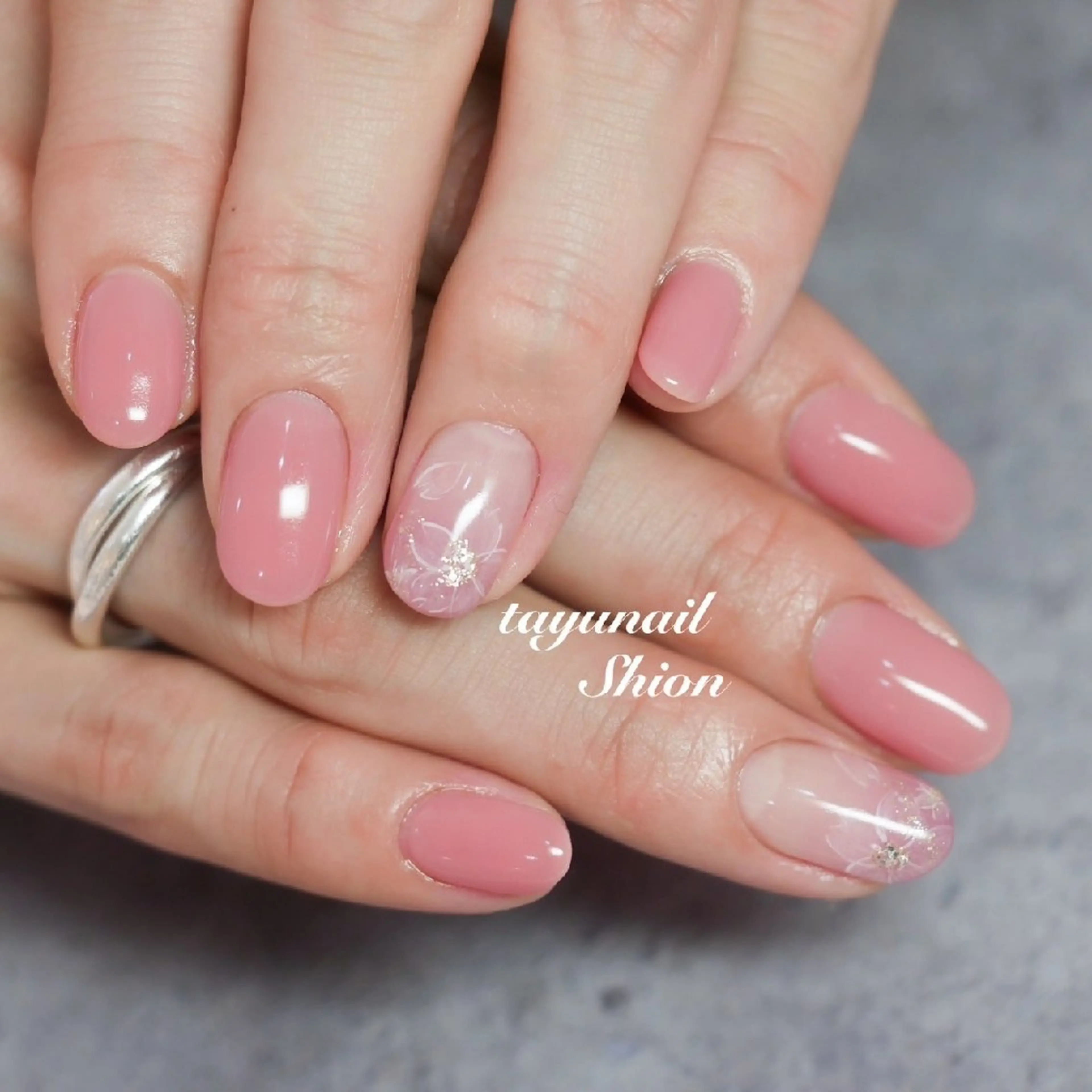ネイル 桜ネイル ジェルネイル ワンカラーネイル パラジェル 春ネイル ネイルサロン・ネイルスクール　たゆnail所属・ネイルサロン 【たゆnail】のネイルデザイン