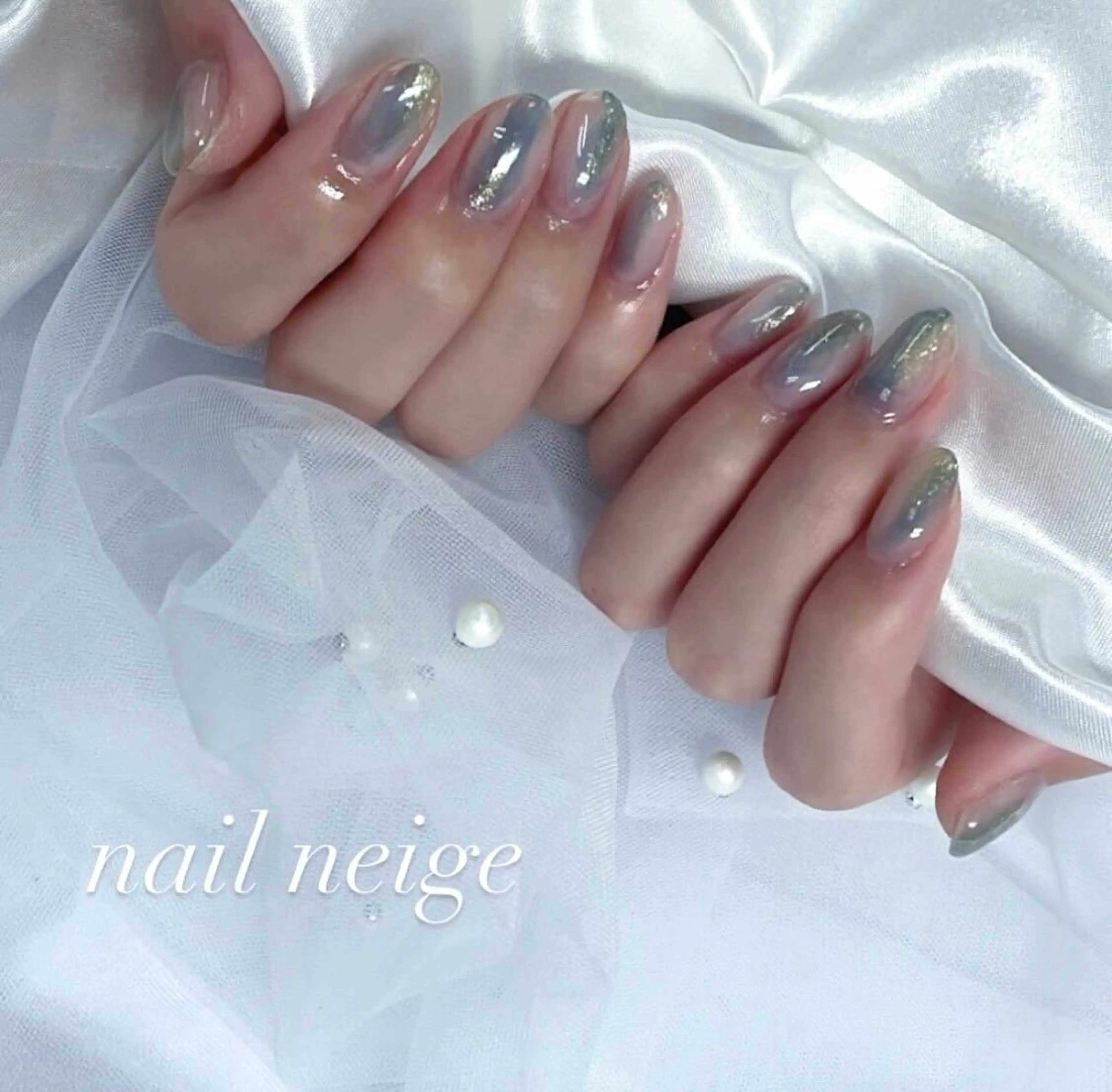 ネイル ジェルネイル マグネットネイル ニュアンスネイル パラジェル シンプルネイル ハンドネイル Nail Neige🐈🌙のネイルデザイン