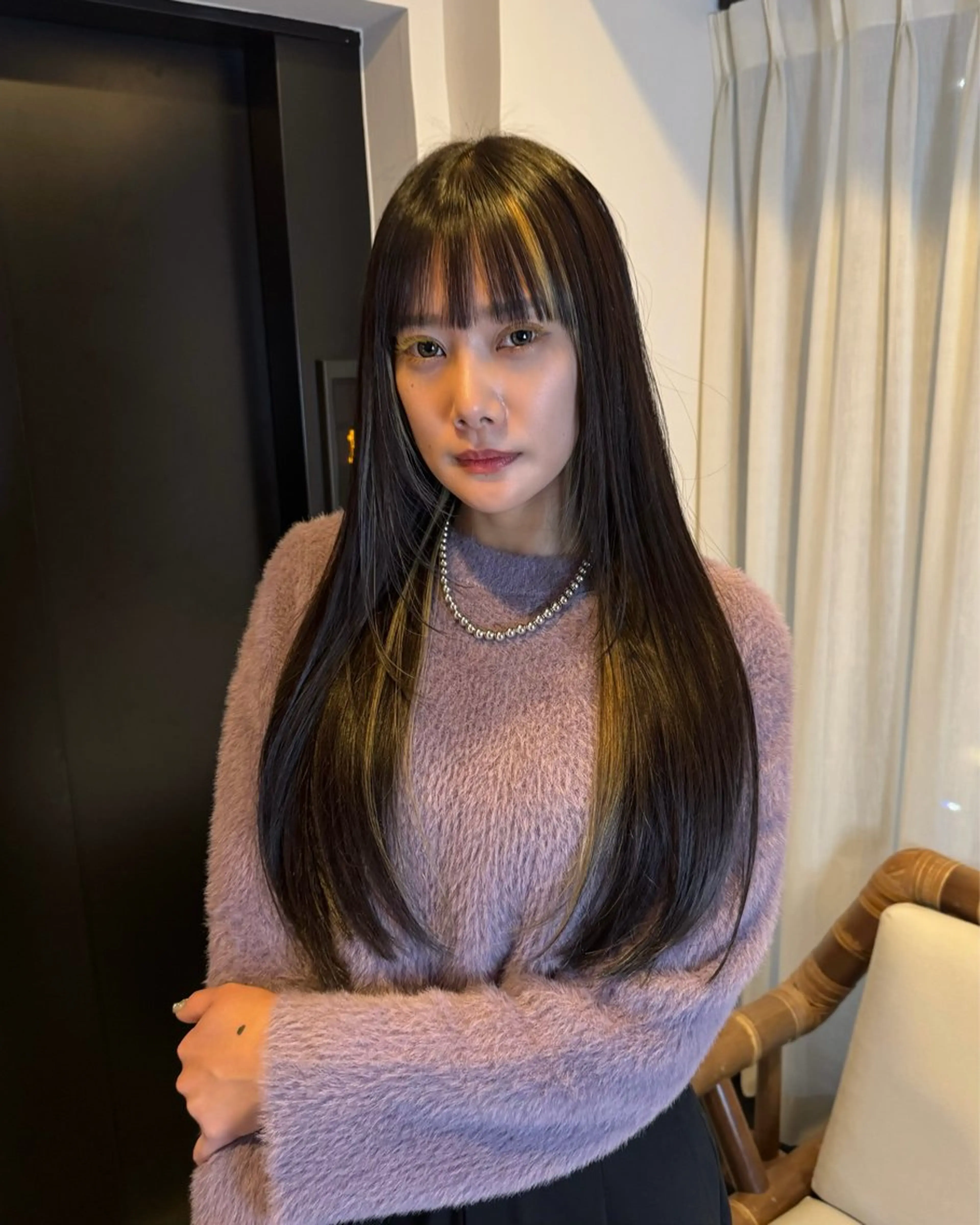 ロング カラー ロングレイヤー デザインカラー レイヤーカット ロング トリートメント カット Bonheur銀座 /前田 栞九郎のヘアスタイル