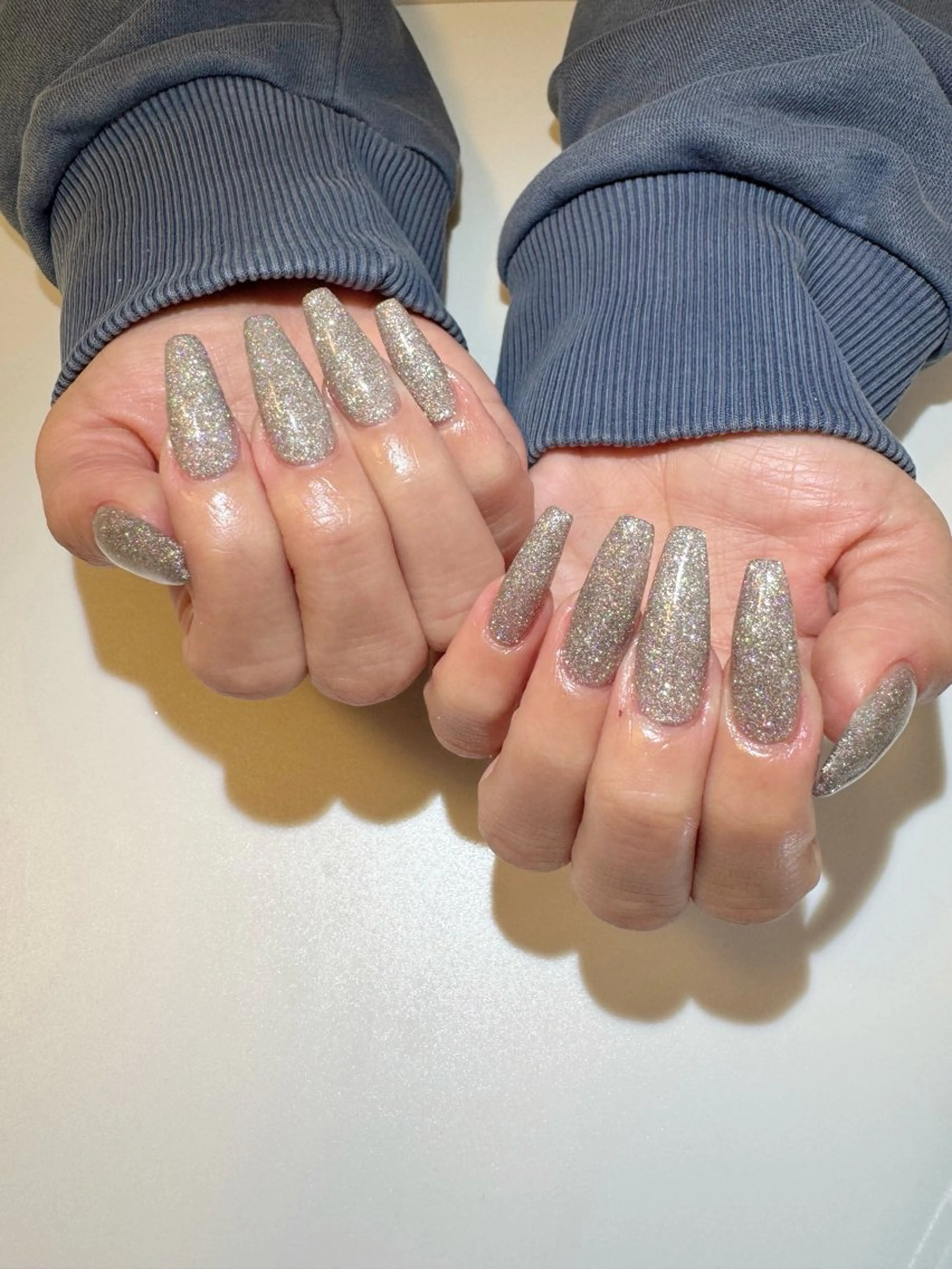 ネイル ラメ(グリッター) ロングネイル ワンカラーネイル ハンドネイル NAILSALON Nave所属・Nave NAOのネイルデザイン