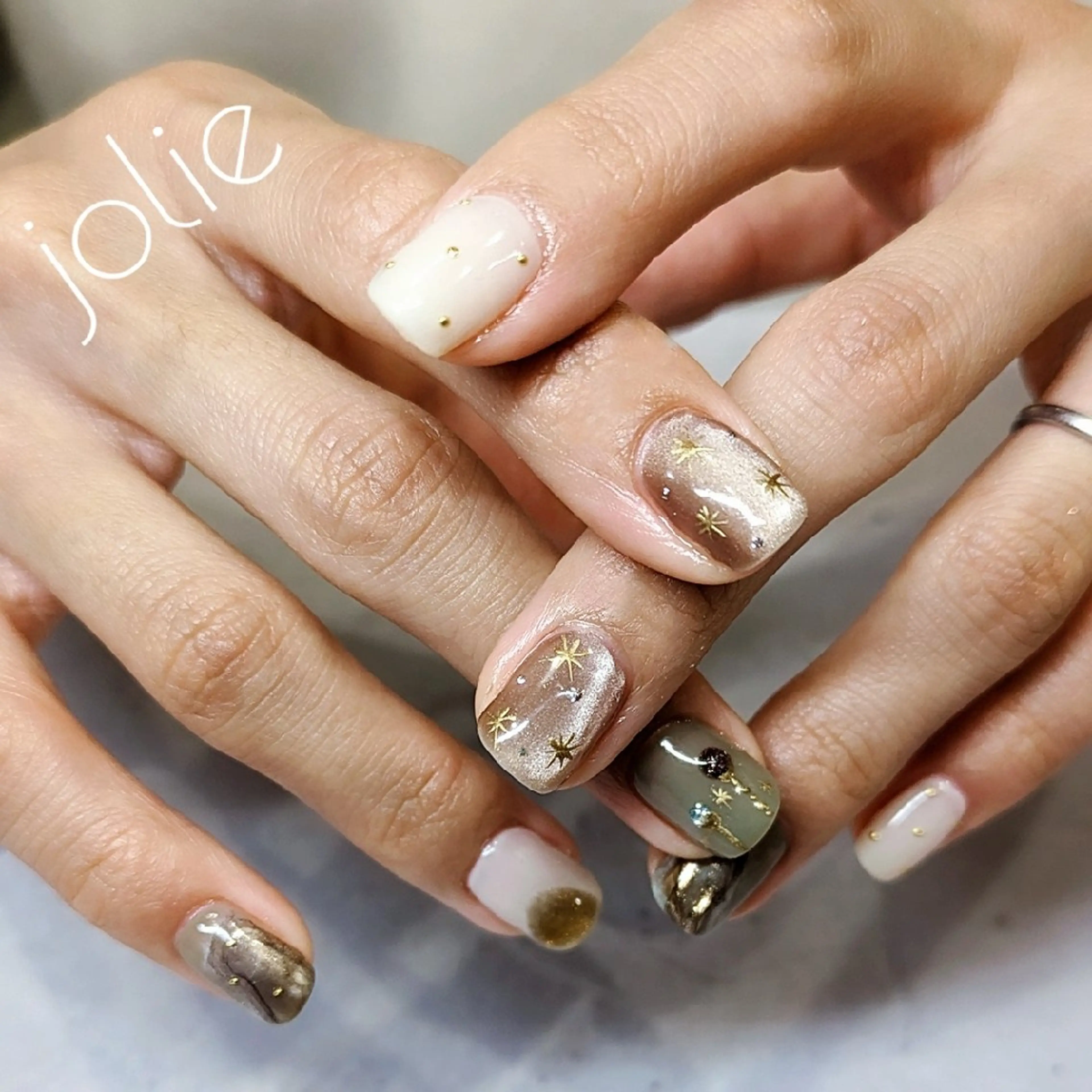 ネイル アートネイル マグネットネイル 冬ネイル クリスマス ハンドネイル jolie  ISIHARAのネイルデザイン