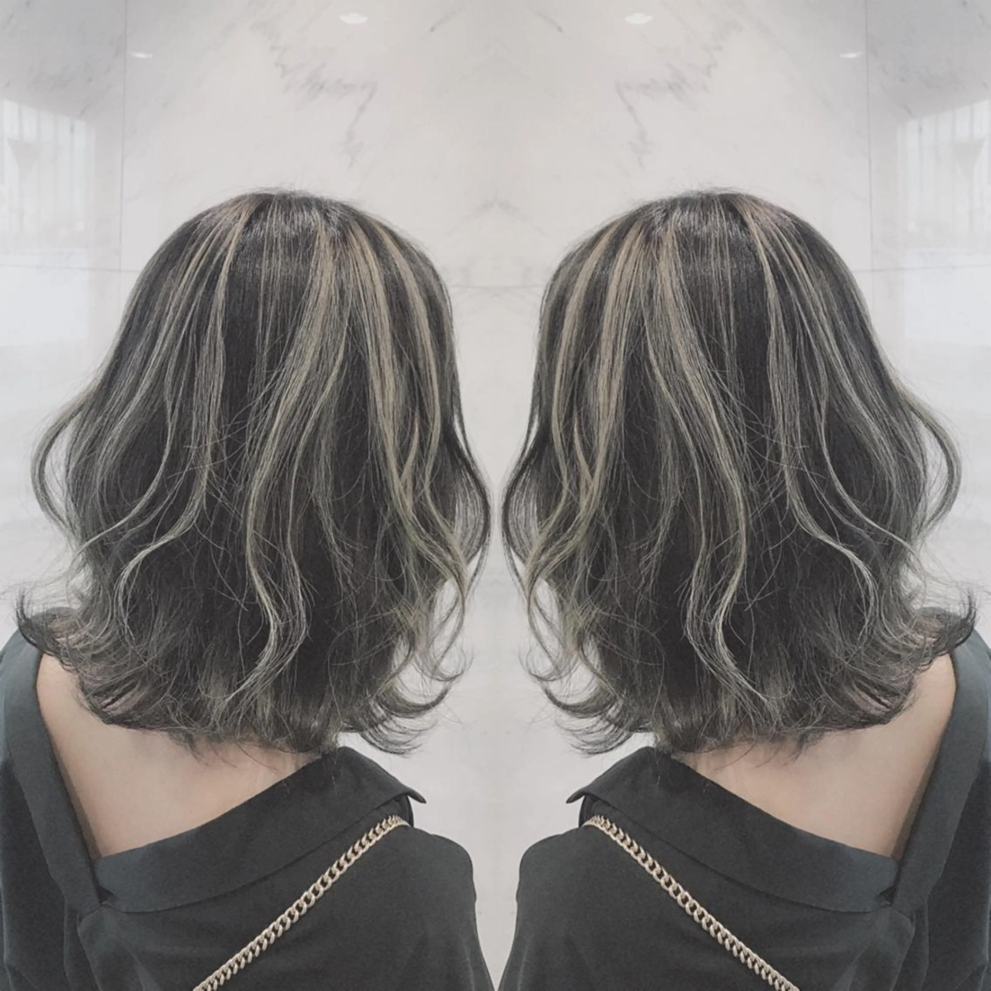 セミロング カラー ヘアカラー cecil hair所属・重政 和樹のヘアスタイル