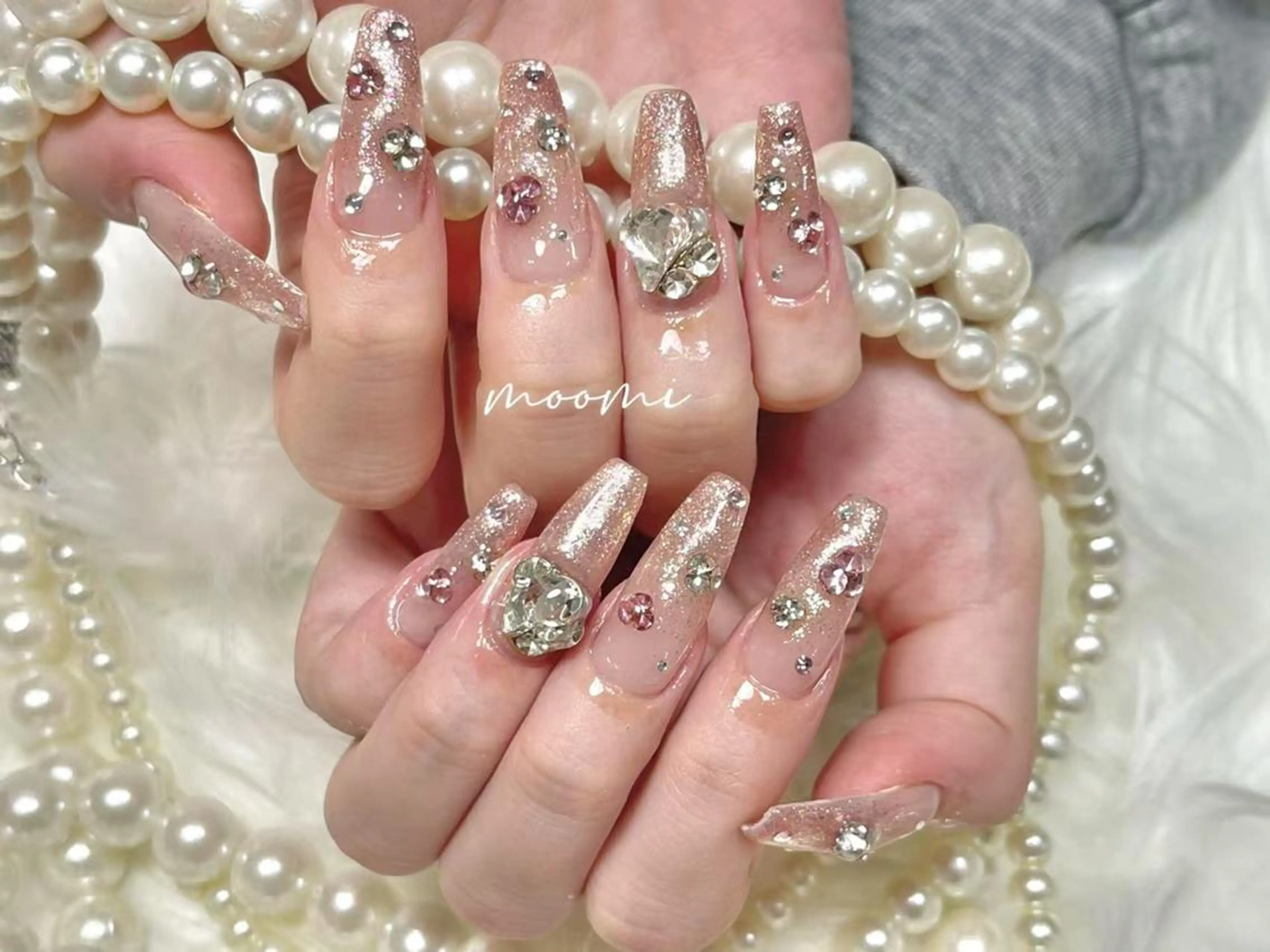 ネイル 長さ出し ジェルネイル グラデーション 韓国ネイル マグネットネイル moomi nail スカルプ専門のネイルデザイン