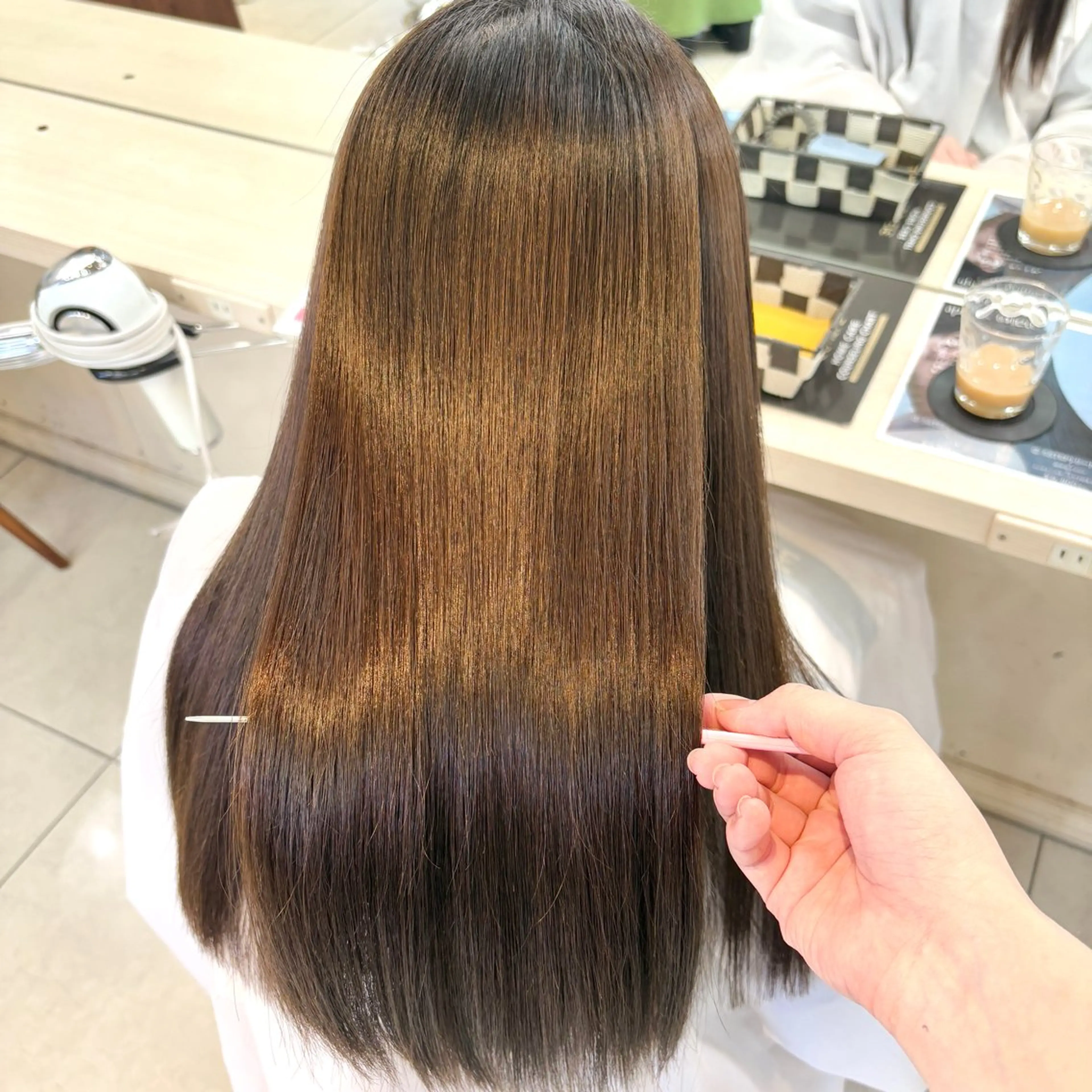 ロング パーマ 縮毛矯正 韓国レイヤー 暖色カラー/さくらのヘアスタイル