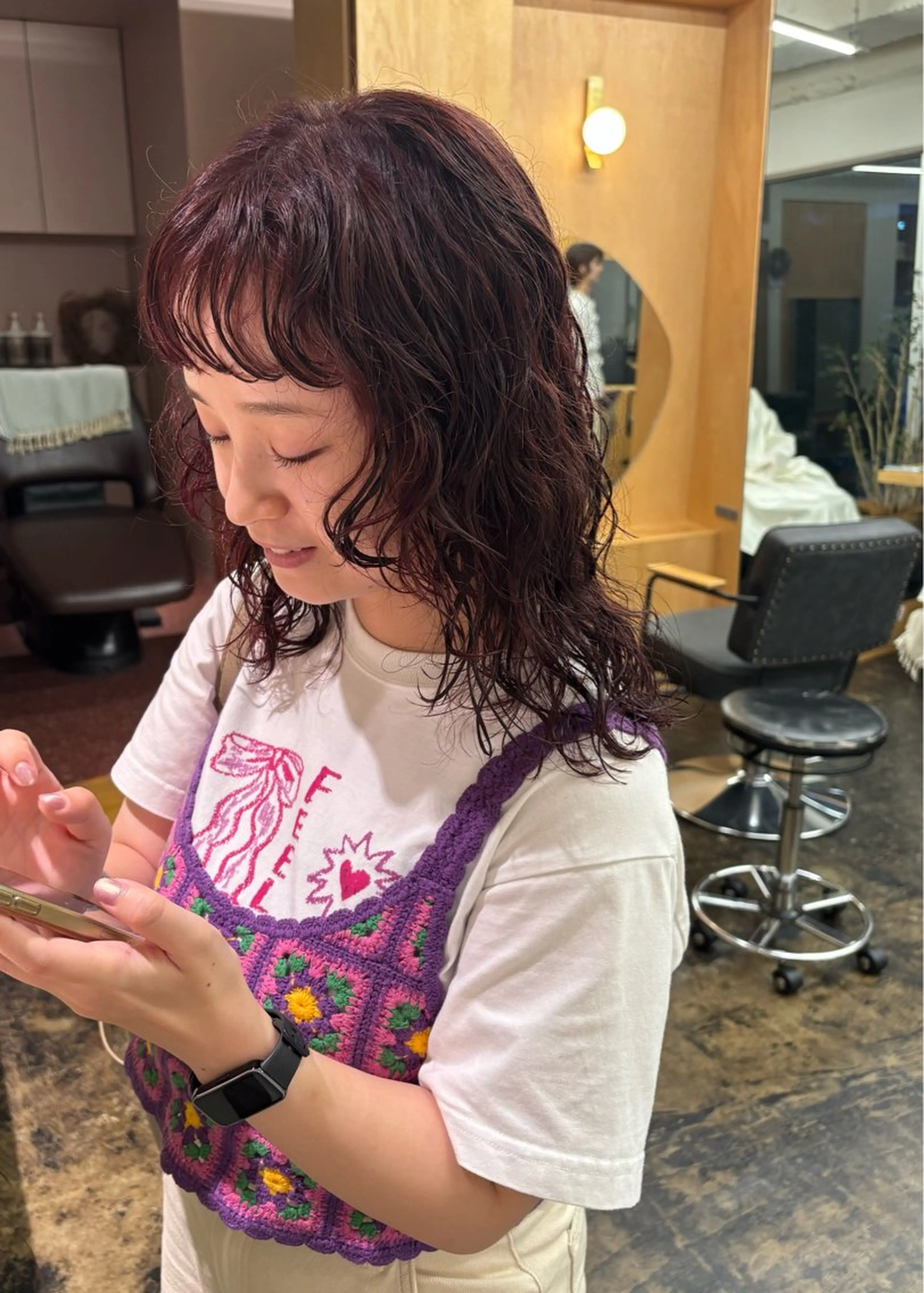 ミディアム カラー ミディアムパーマ レイヤーカット カット ヘアカラー 西山 紗耶香🪽 透明感カラー/ボブのヘアスタイル