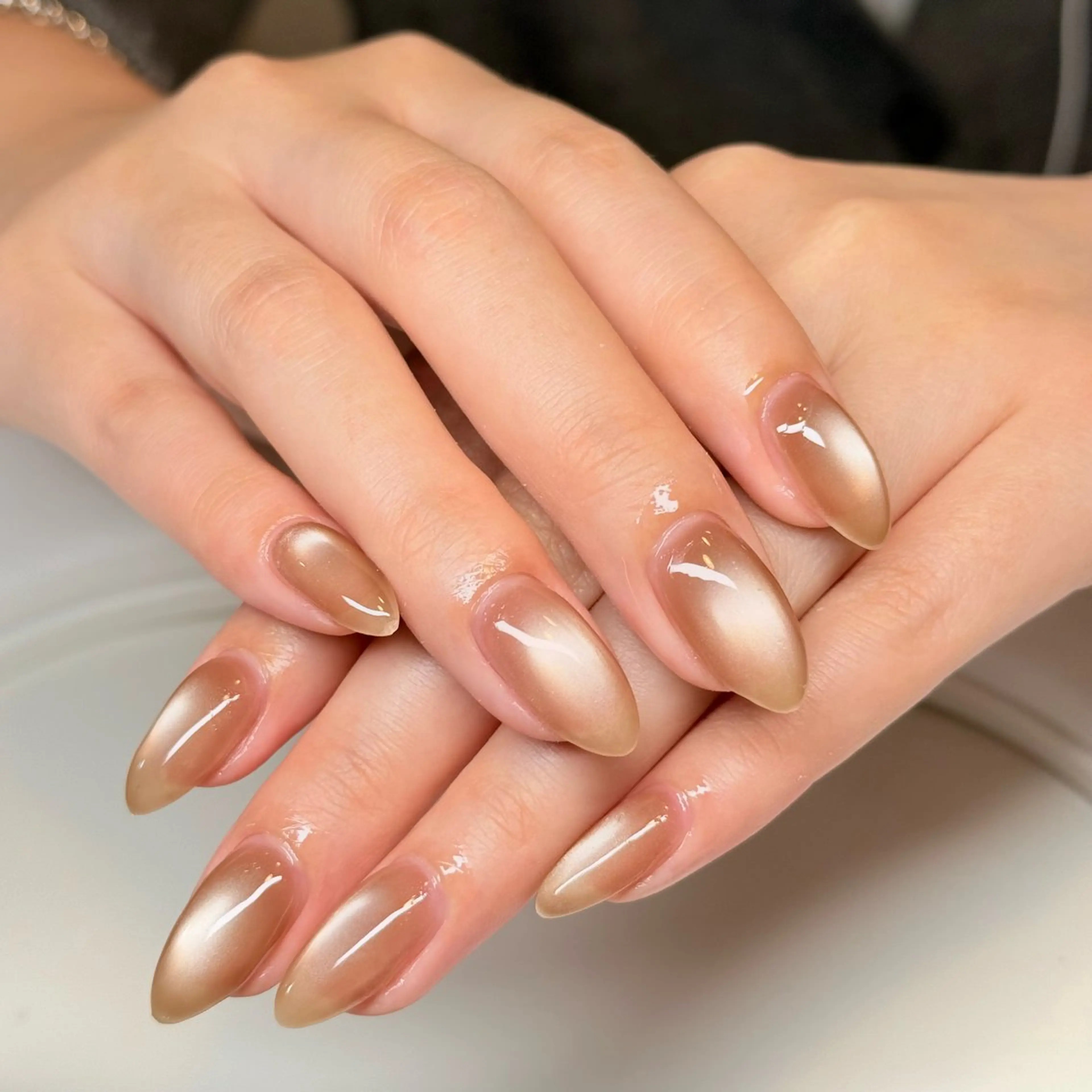 ネイル チークネイル フレンチネイル グラデーション キラキラネイル 韓国ネイル ハンドネイル Risa_ Nailのネイルデザイン